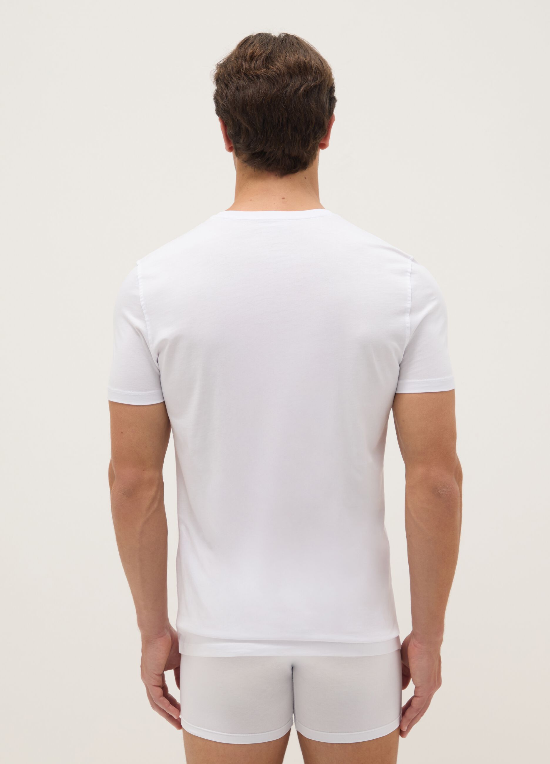White regular fit crew neck T-shirt in pure cotton