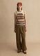 Multicolour striped fitted knitted cotton-blend top_1
