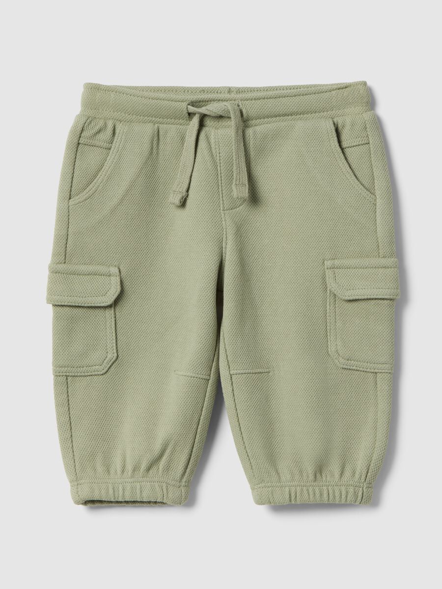 Baby green cotton-blend cargo shorts, regular fit_0