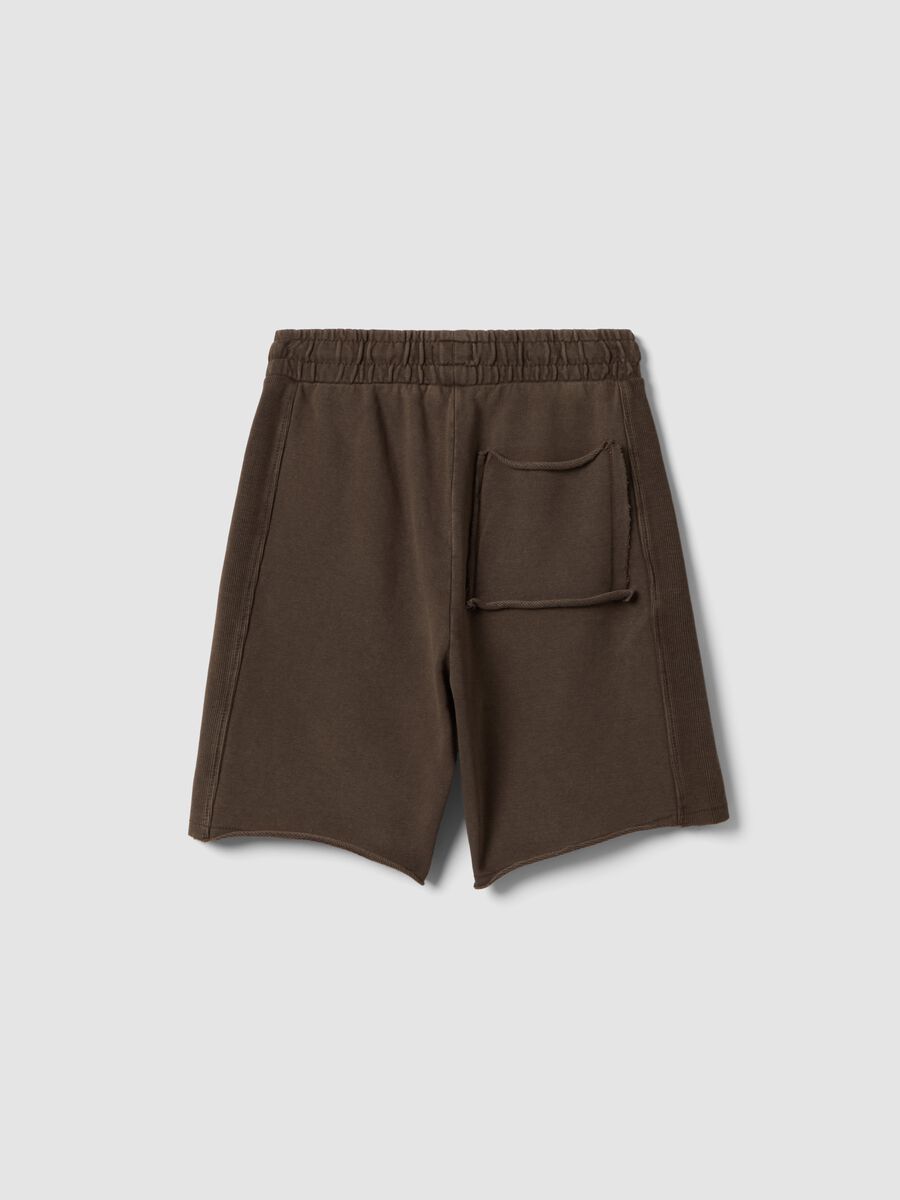 Brown pure cotton shorts with elasticated waistband_4