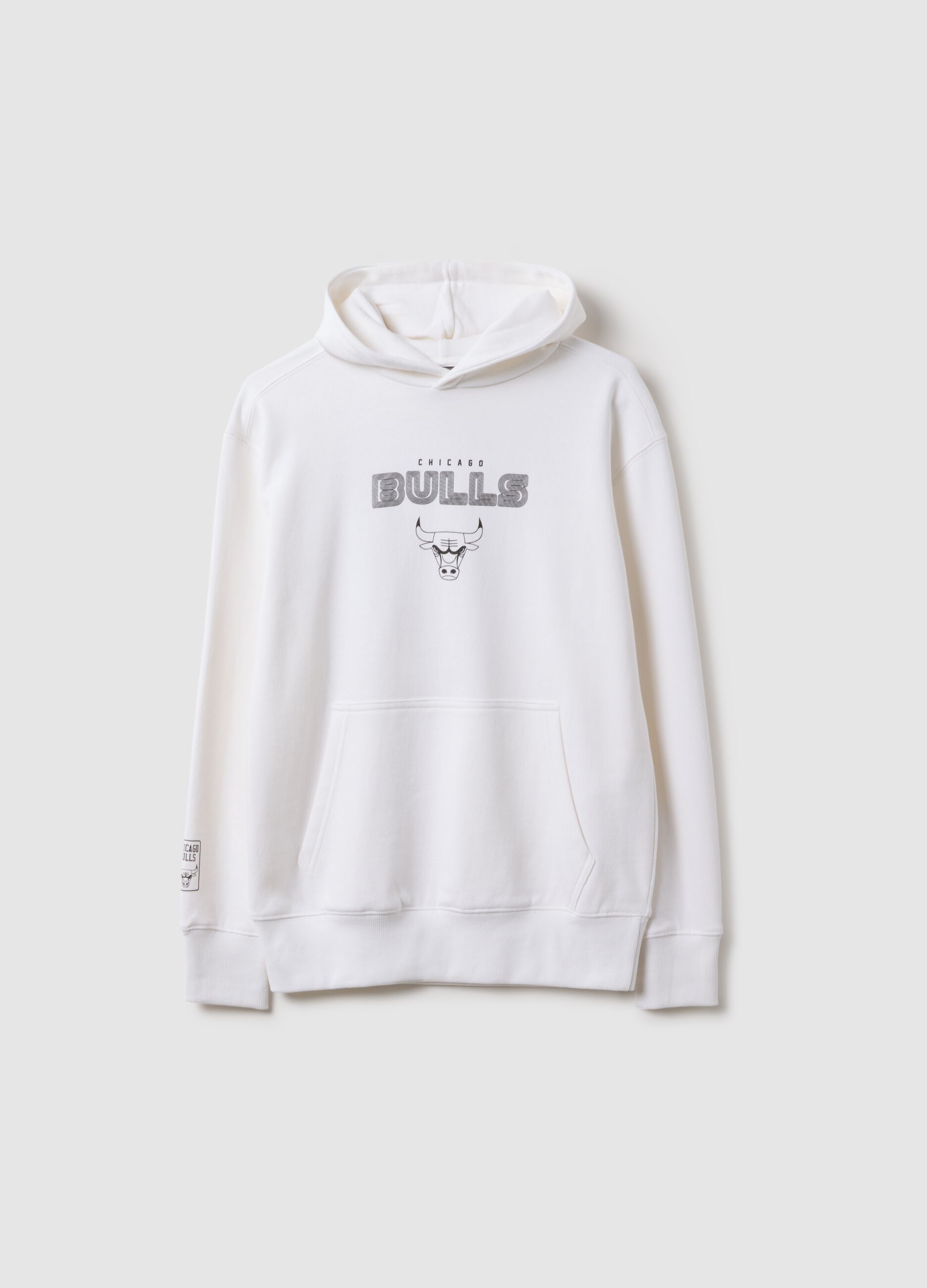 White cotton-blend kids' sweatshirt regular fit with Bulls print