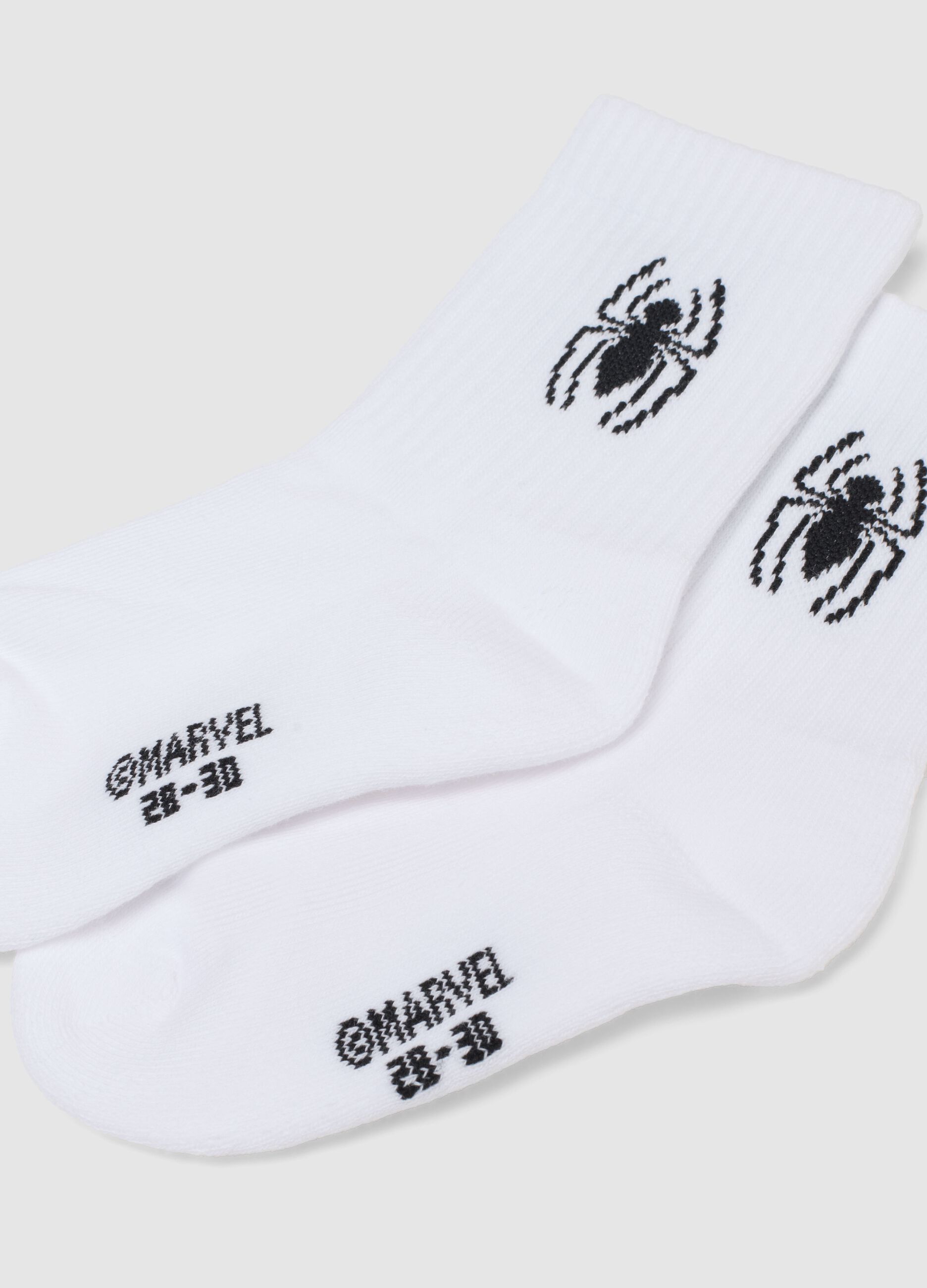 Pack of two pairs of boys' white cotton blend socks with Spider-Man logos