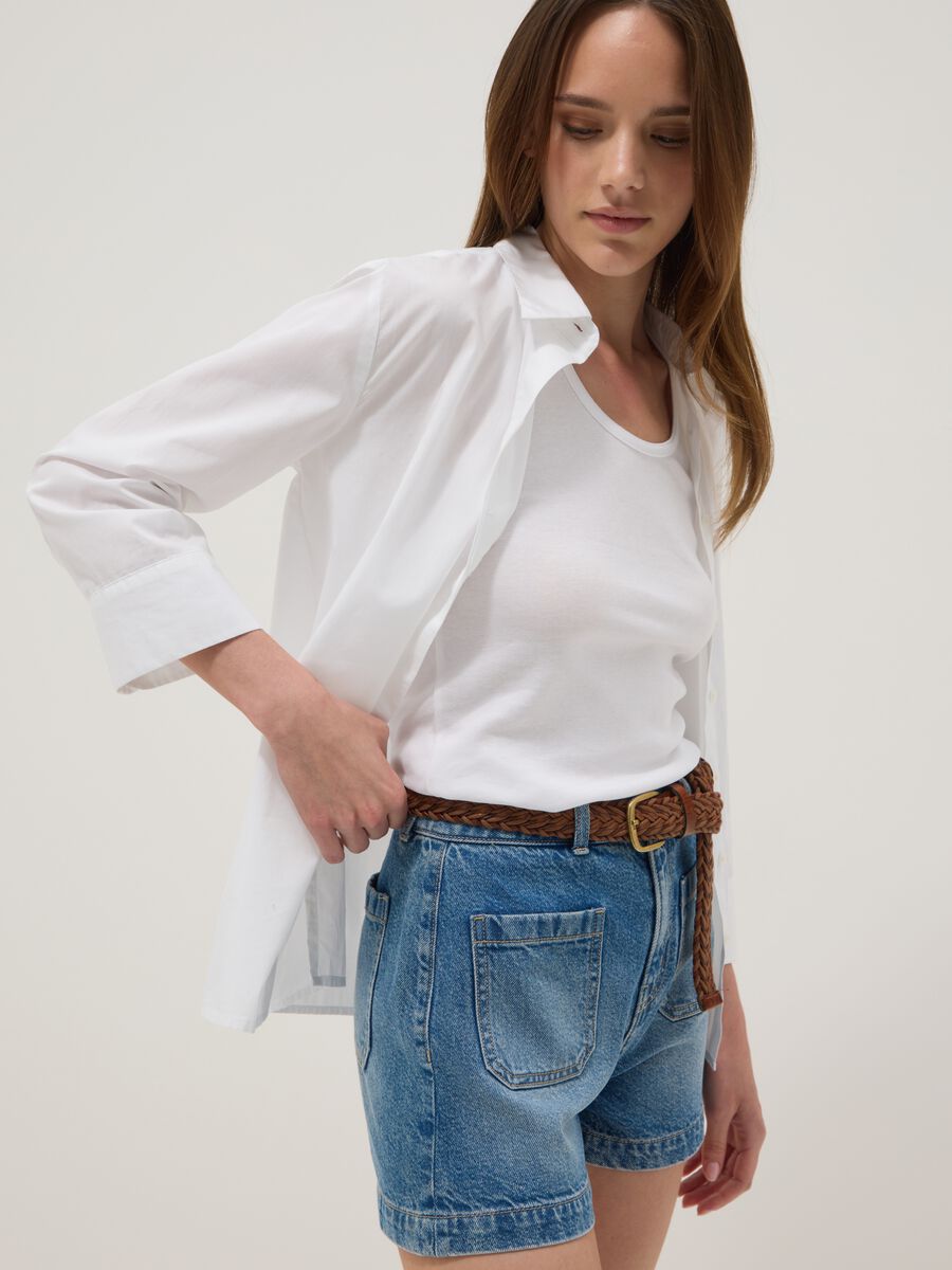 Shorts in denim blu in puro cotone_0