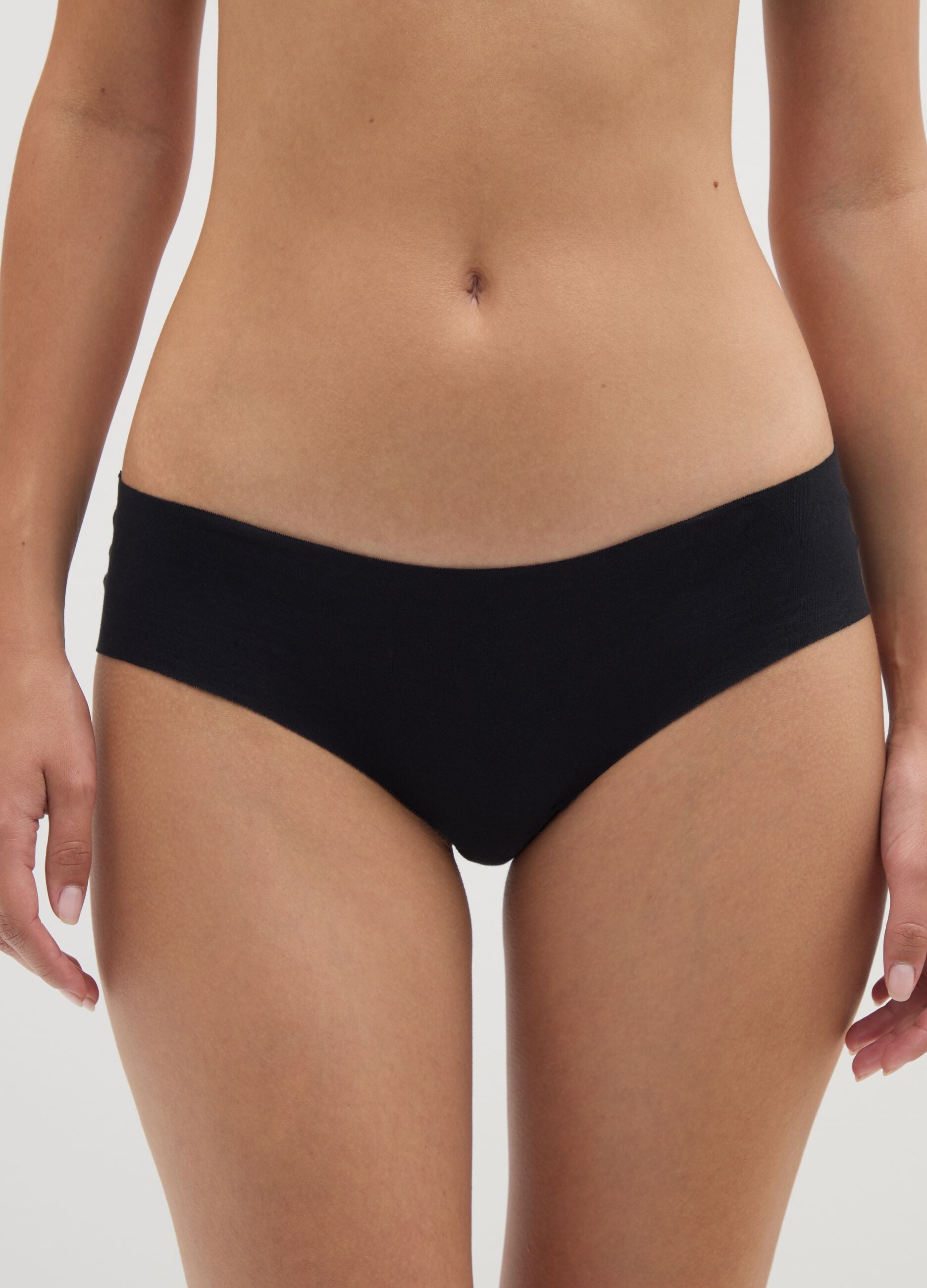 Black stretch cotton knickers