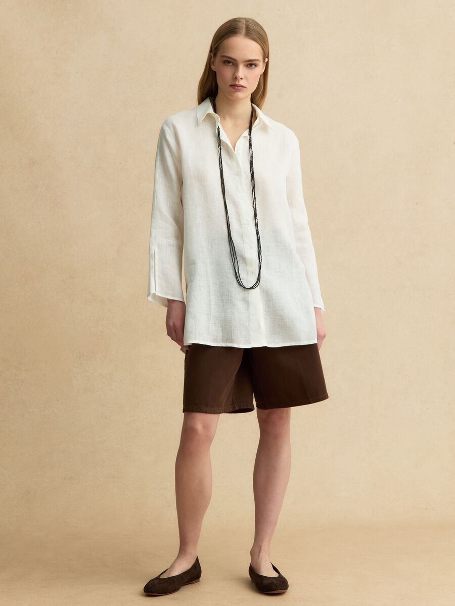 White pure linen oversized shirt_2
