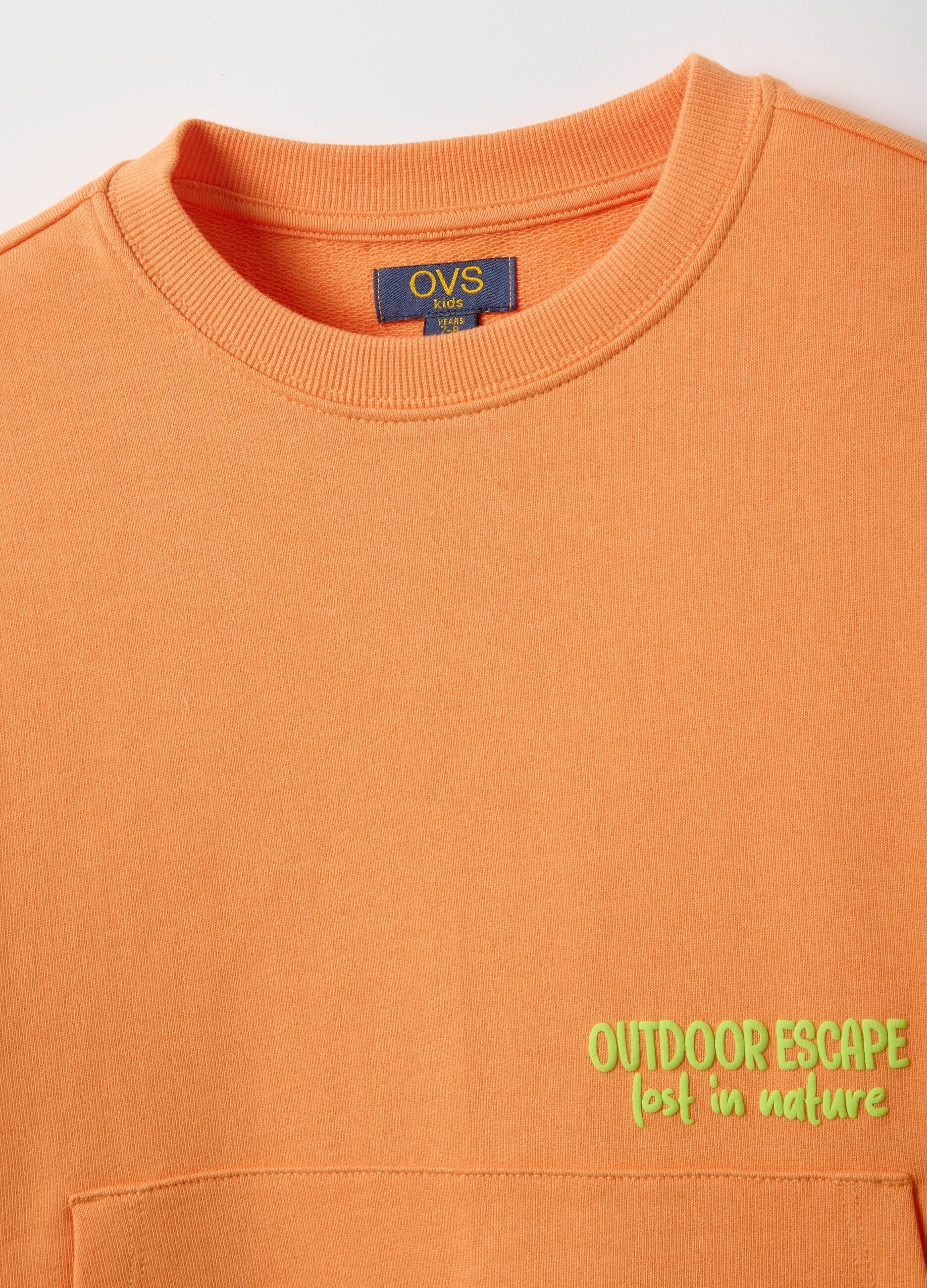 Kids' orange pure cotton sweatshirt with regular fit