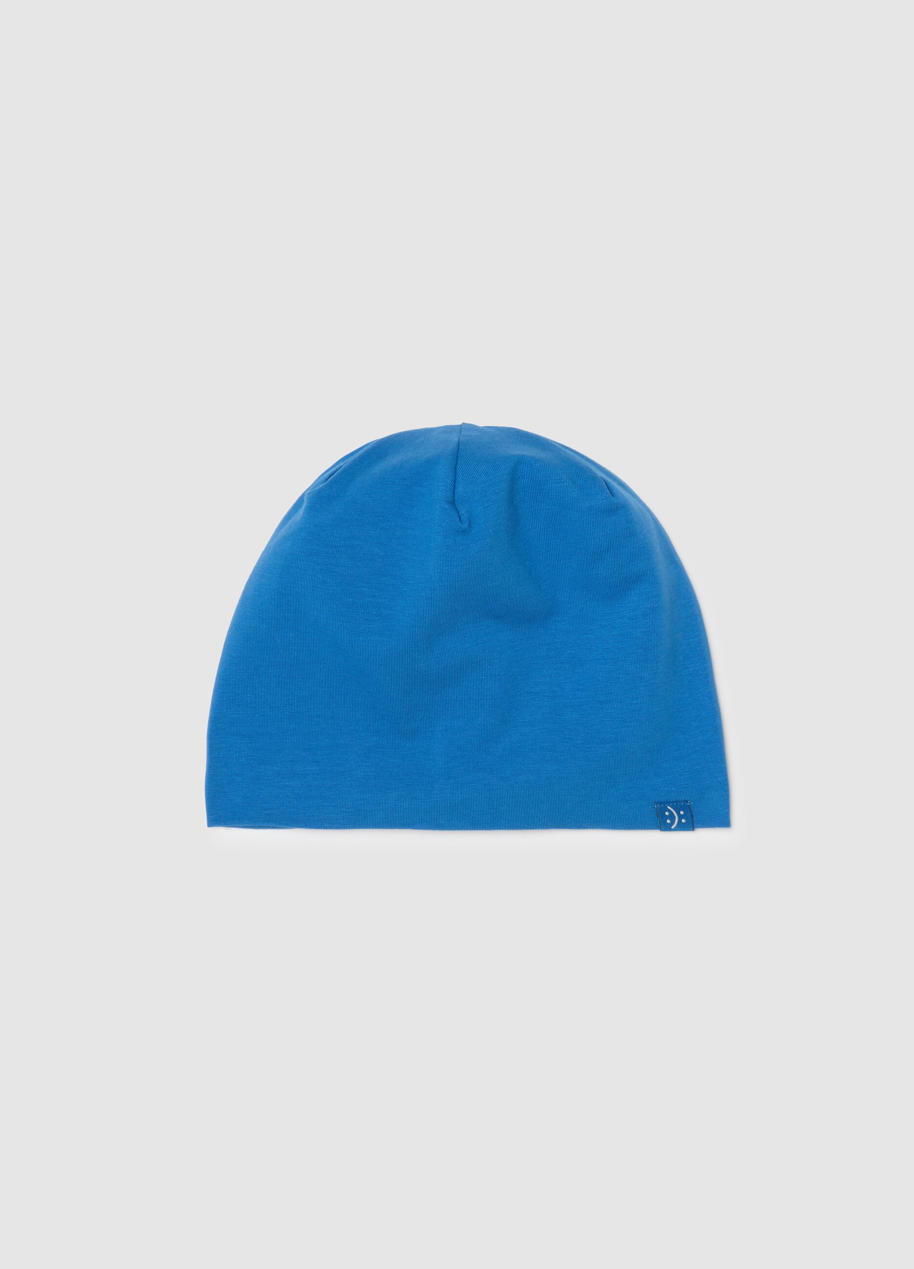 Children's blue stretch cotton hat with comfortable fit