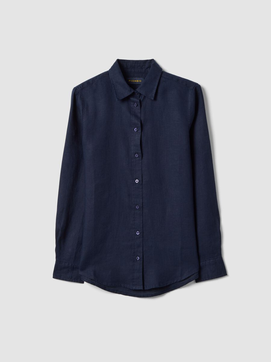 Pure blue linen shirt regular fit_4