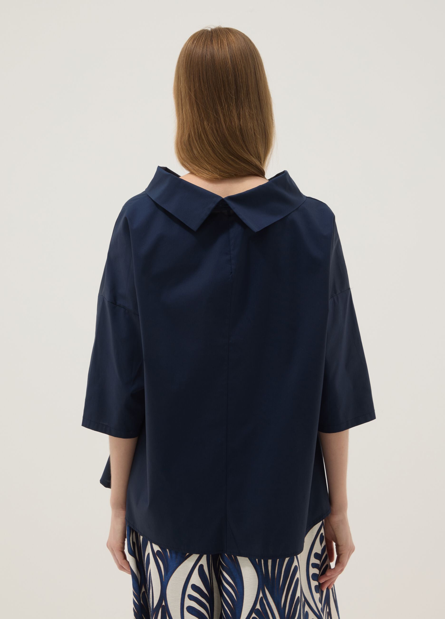 Blue stretch cotton top