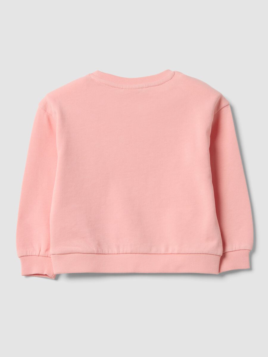 Felpa rosa girocollo in misto cotone e viscosa con stella ricamata per bimba_1