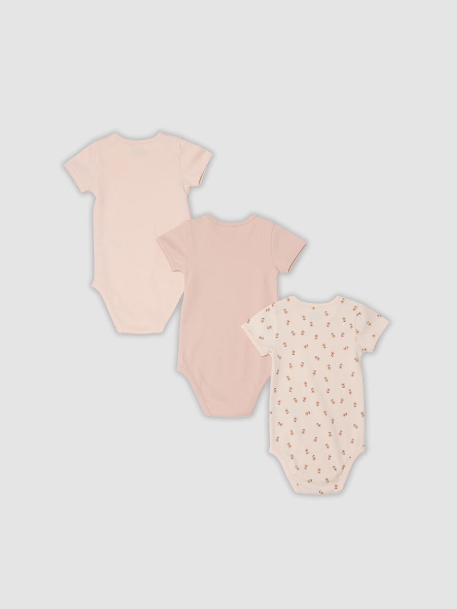 3-pack of multicolour organic cotton bodysuits with print for baby girl_1