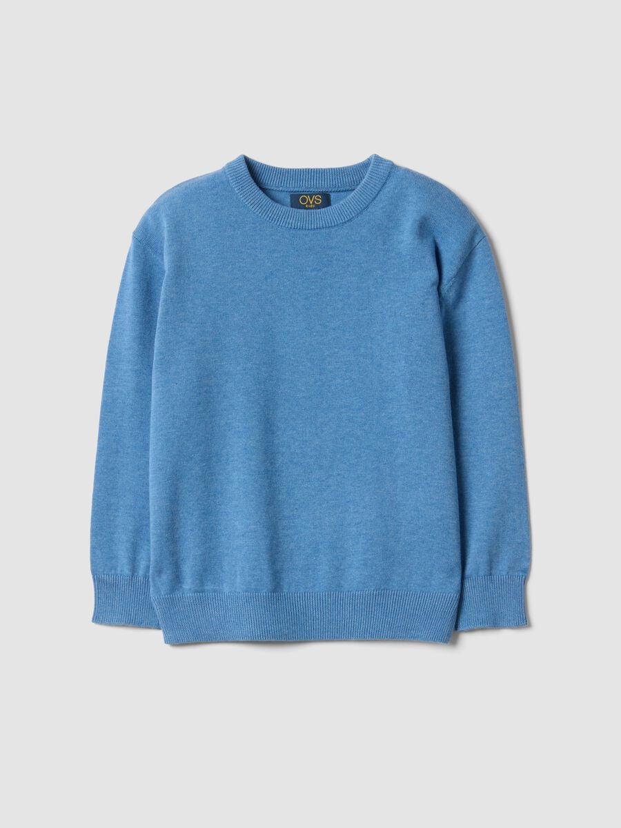 Blue pure cotton oversized crew-neck jumper for boys_0
