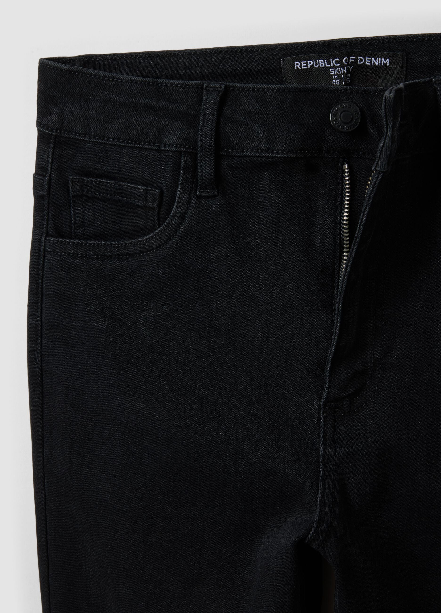 Black skinny-fit stretch cotton and viscose jeans