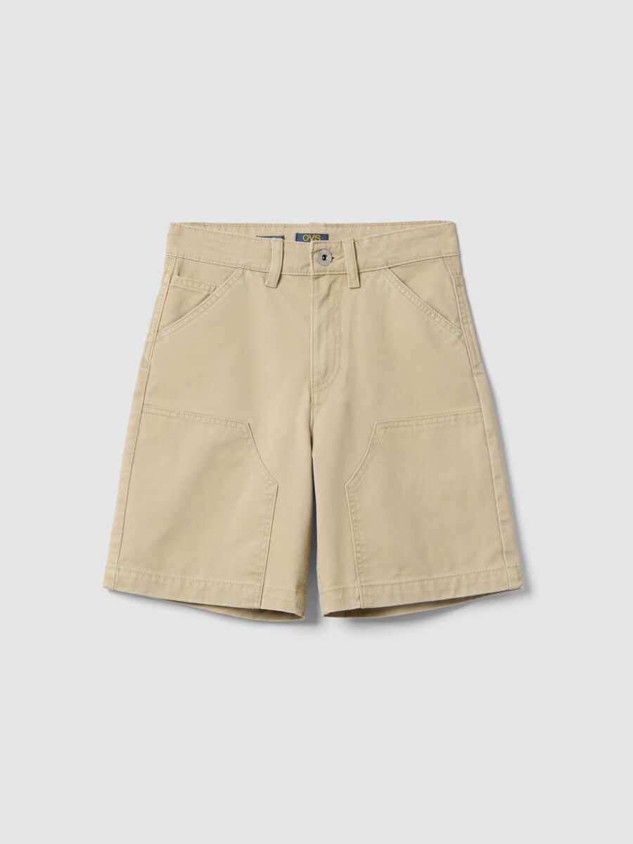 Boys' comfort fit beige pure cotton shorts_3