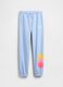 Girls' regular fit blue cotton blend joggers with prints_3
