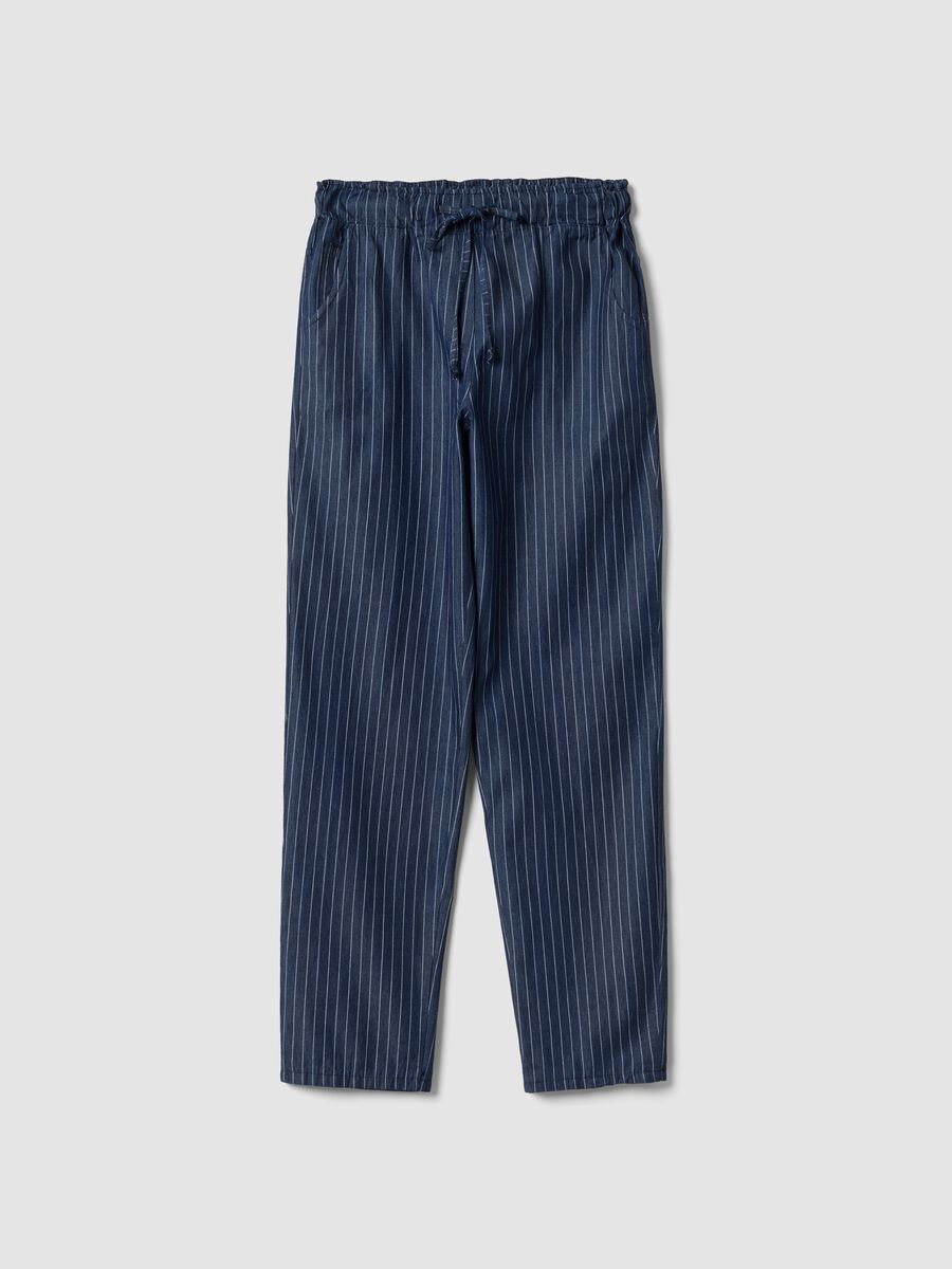 Blue pure cotton striped trousers_4
