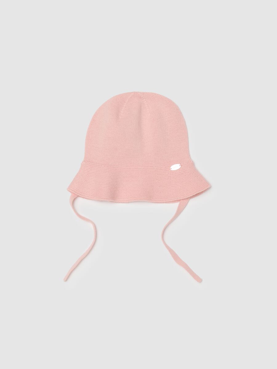 Baby girl's pure cotton pink hat with ties_0