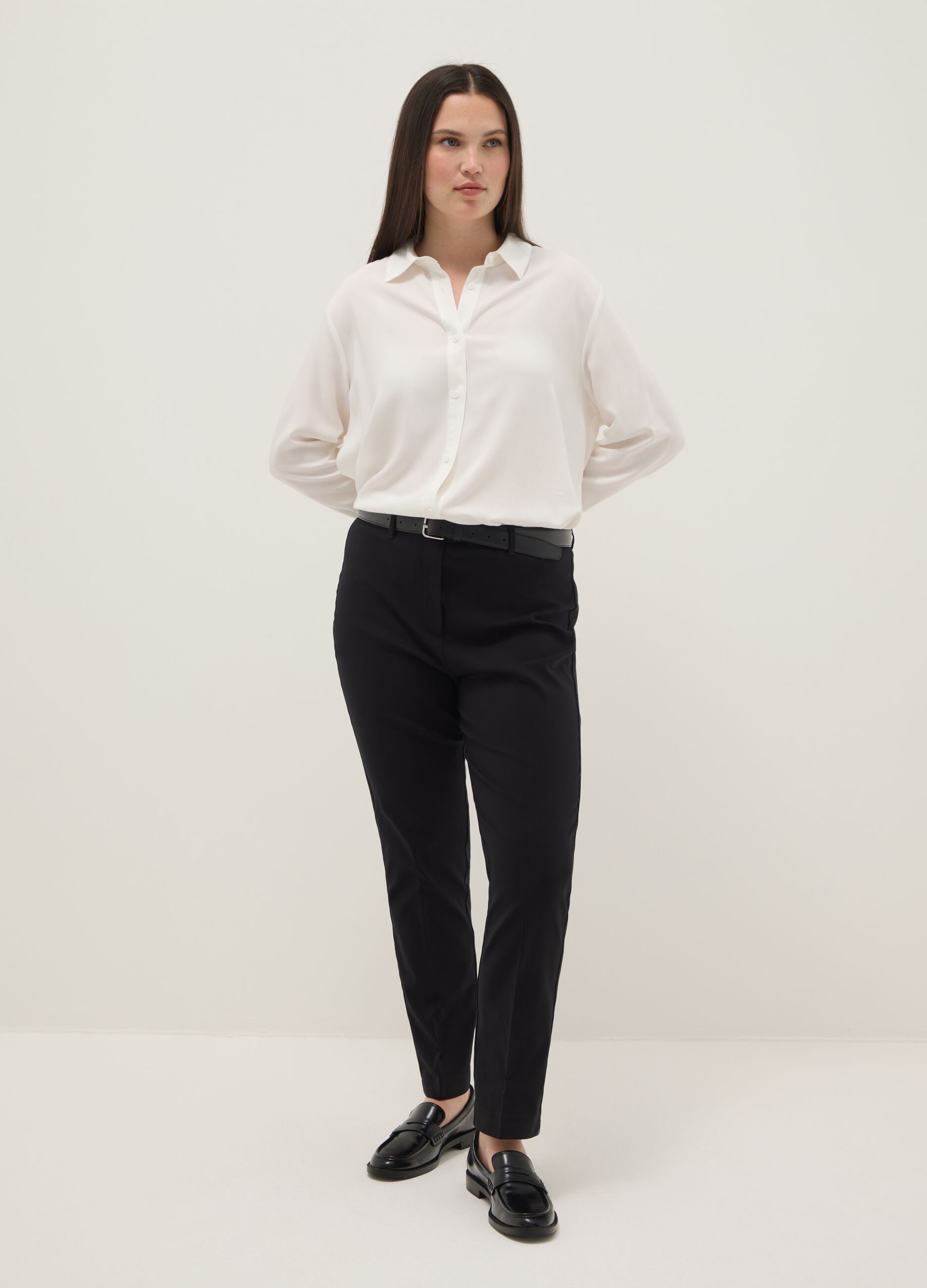 White Pure Viscose Shirt Regular Fit