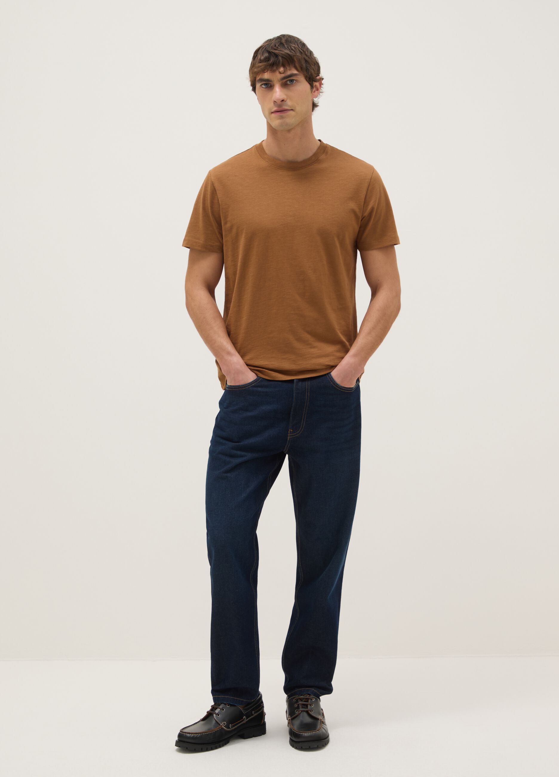 Brown Pure Cotton Regular Fit T-Shirt