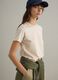 Beige pure cotton crew-neck T-shirt, regular fit_0
