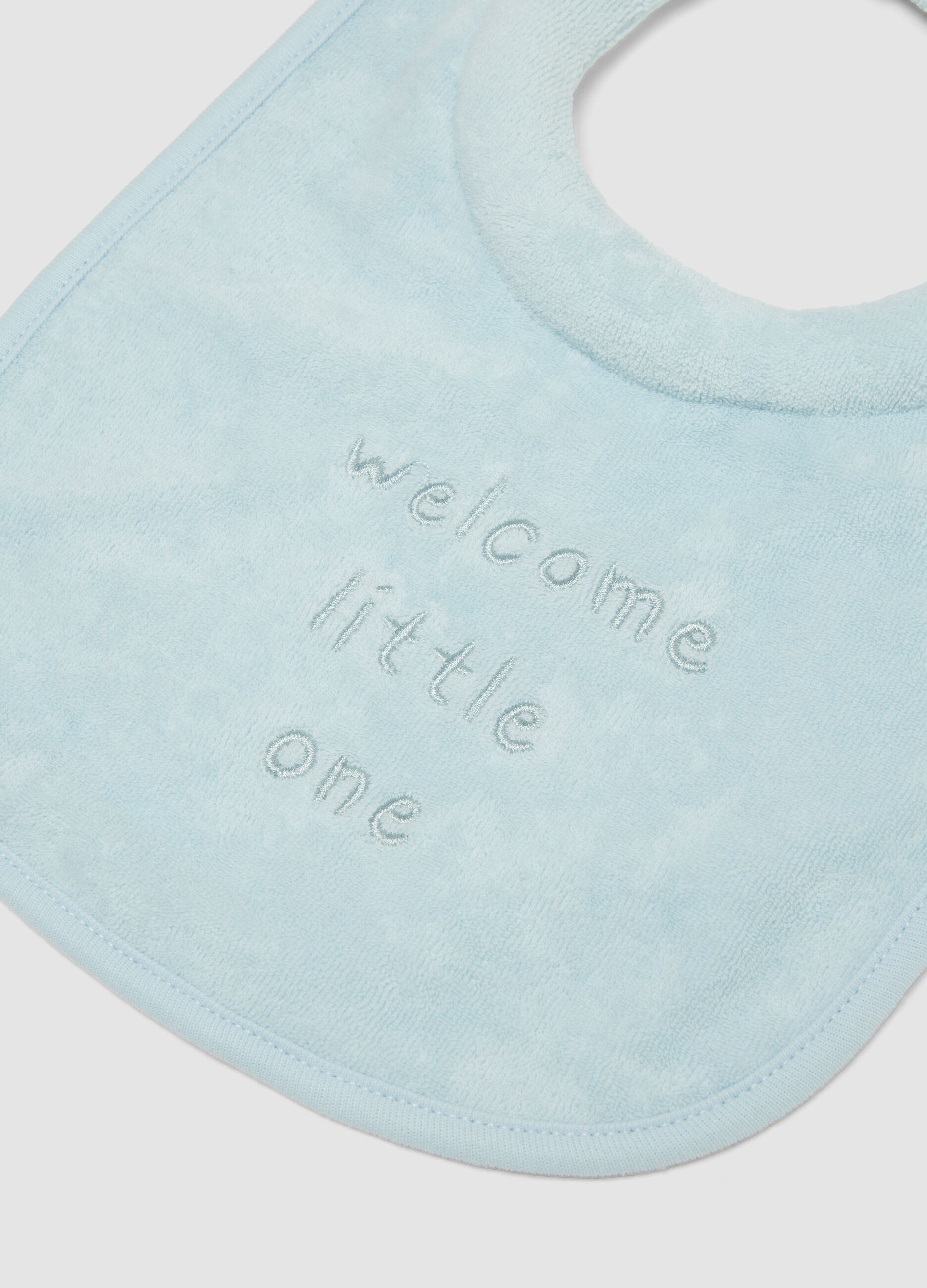 Twin pack of blue and white organic cotton baby bibs