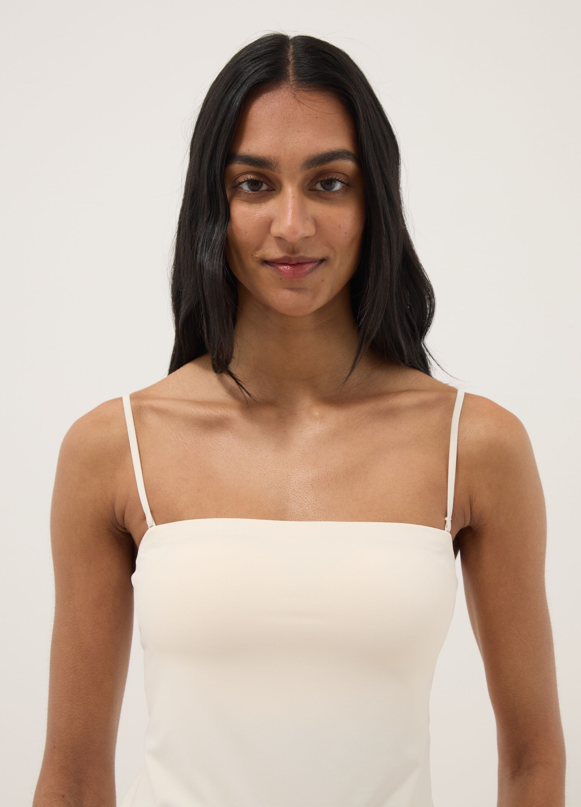 Beige regular fit camisole with square neckline
