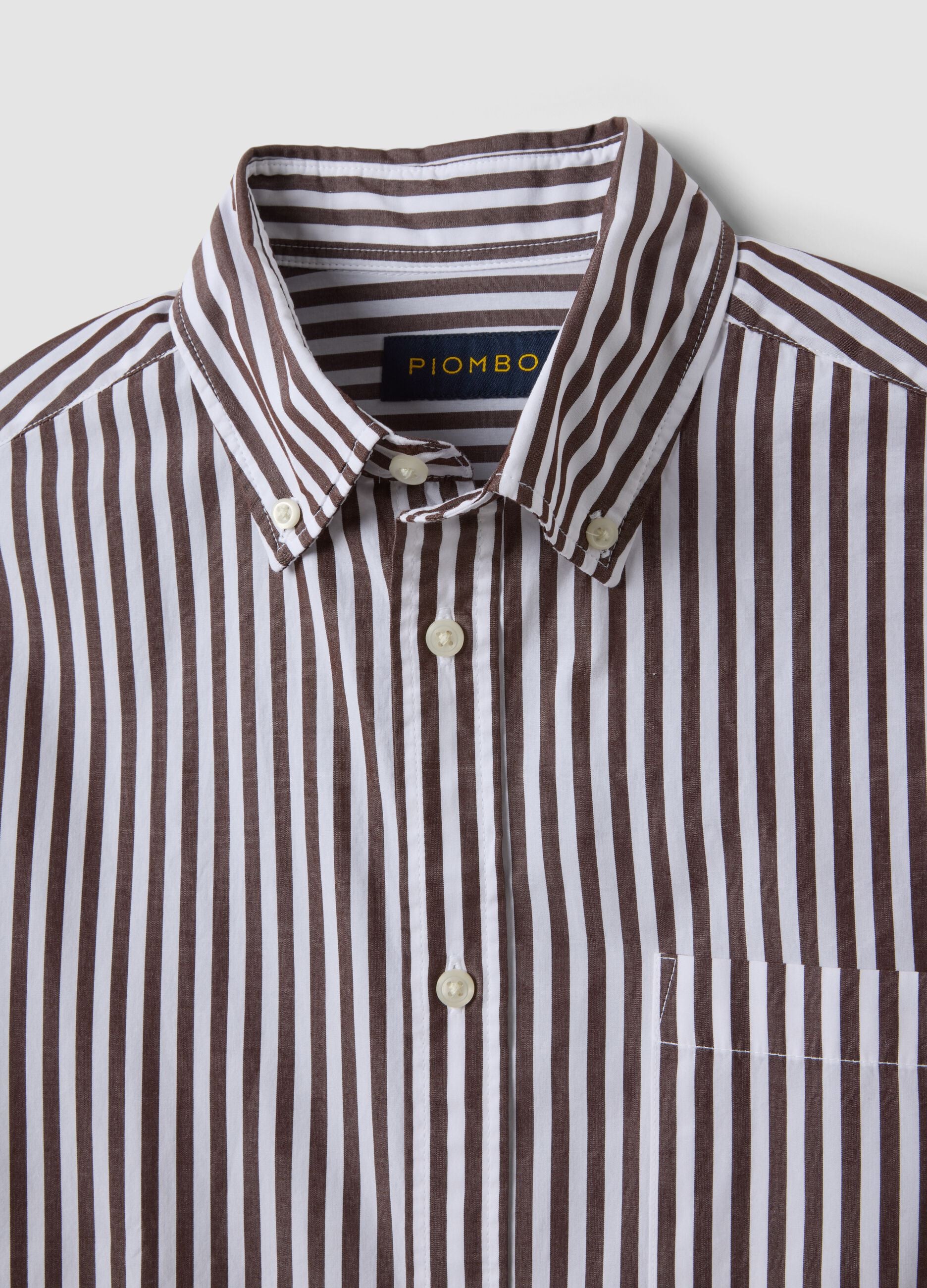 White pure cotton poplin striped shirt, regular fit