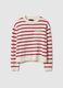 Beige jumper with red stripes in pure cotton regular fit_4