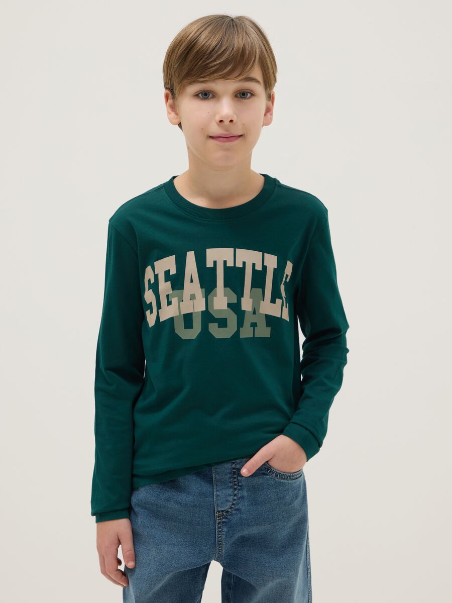 Boys' Pure Cotton Green Long Sleeve Top_0