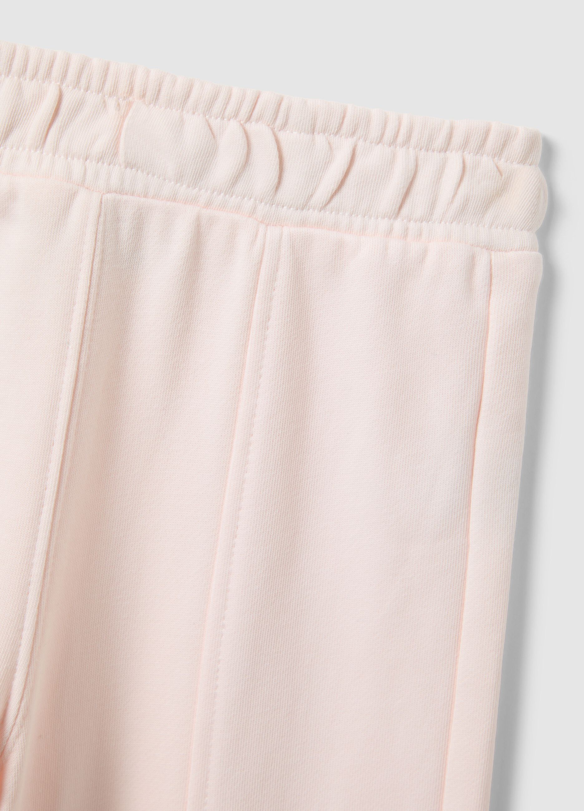 Pink cotton blend sweatshirt and trousers set for girls with Stitch & Angel