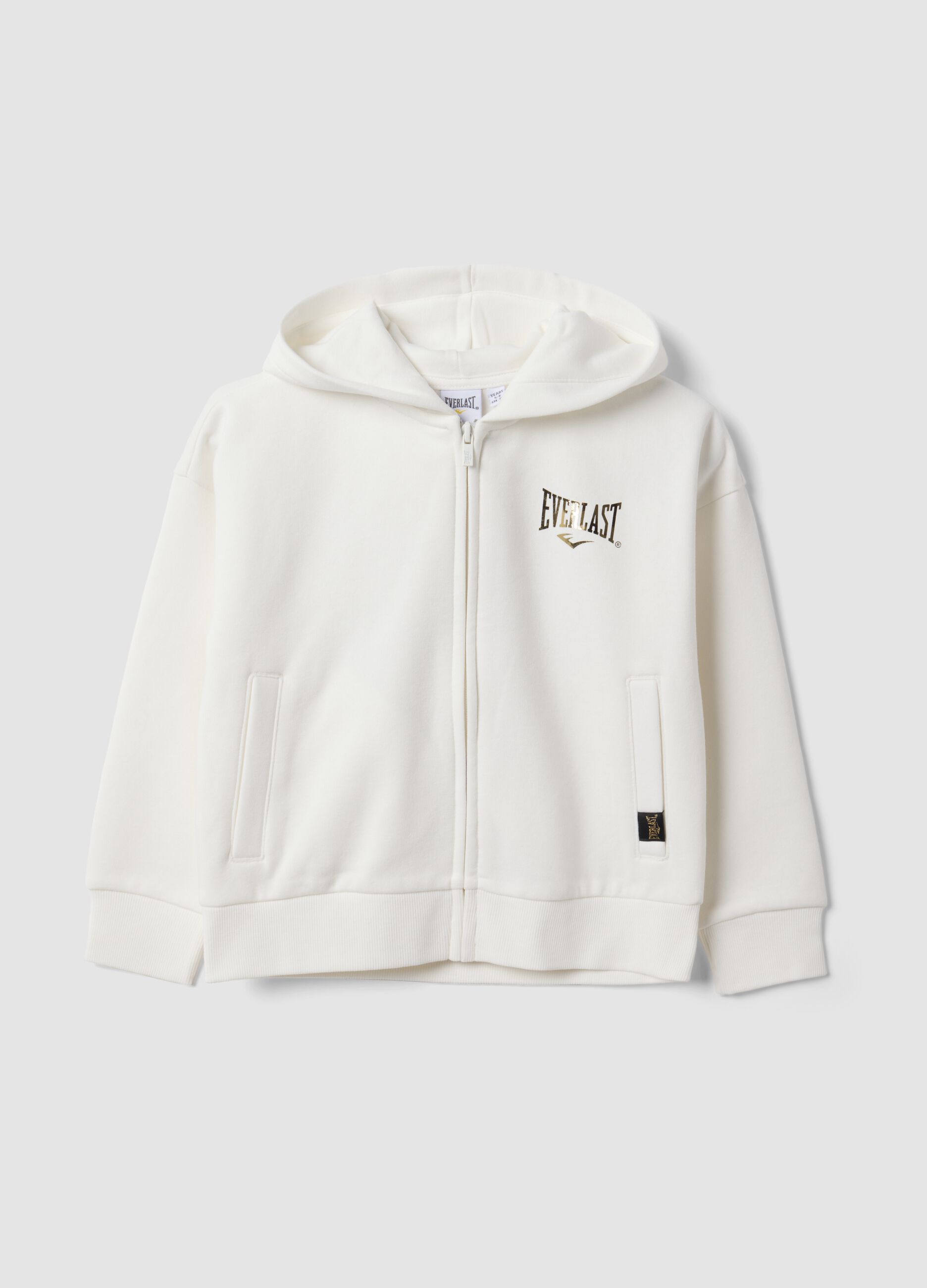 White cotton-blend hooded sweatshirt for girls