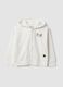 White cotton-blend hooded sweatshirt for girls_0