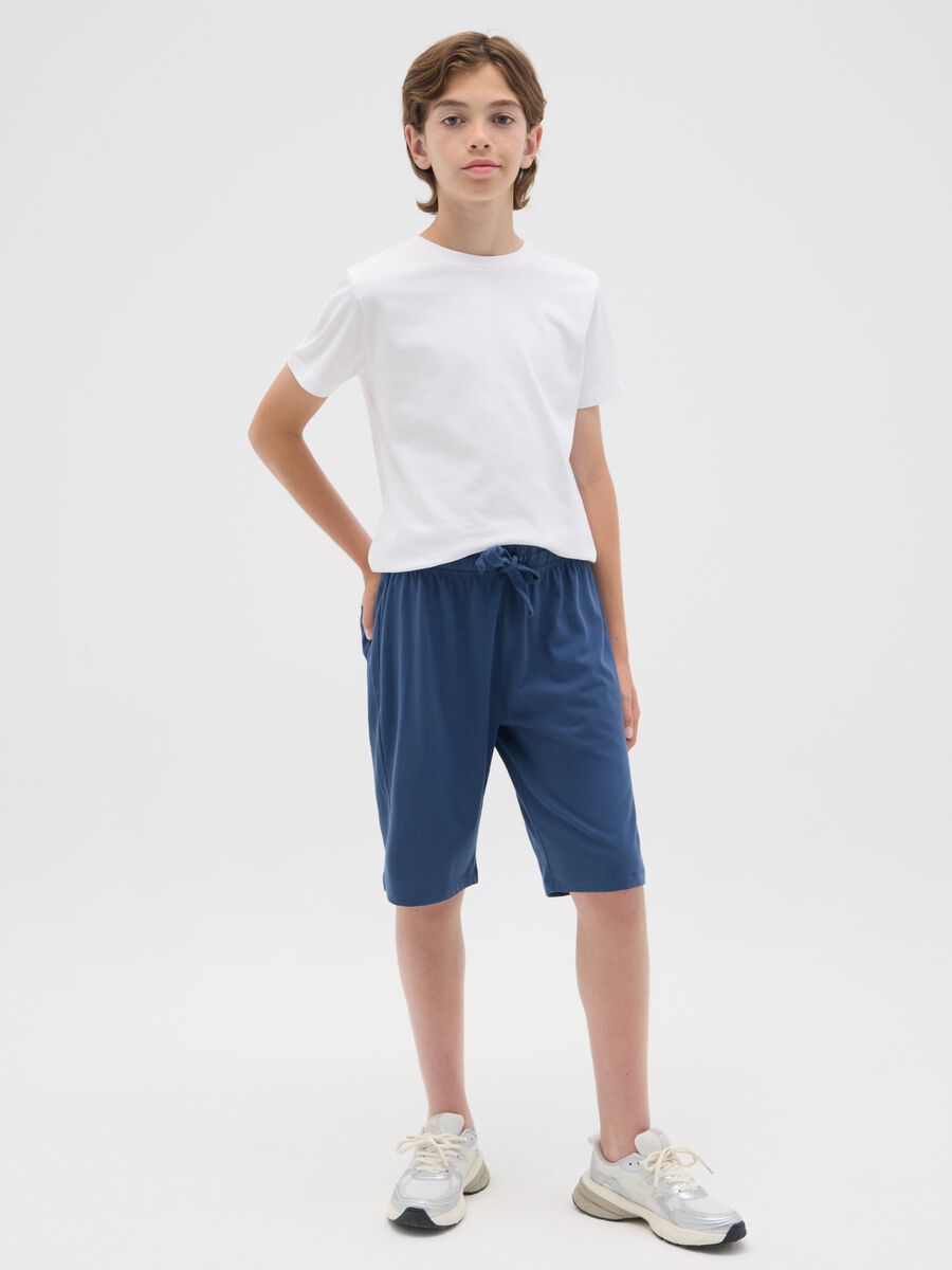 Boys&rsquo; blue regular-fit Bermuda shorts in 100% cotton_0