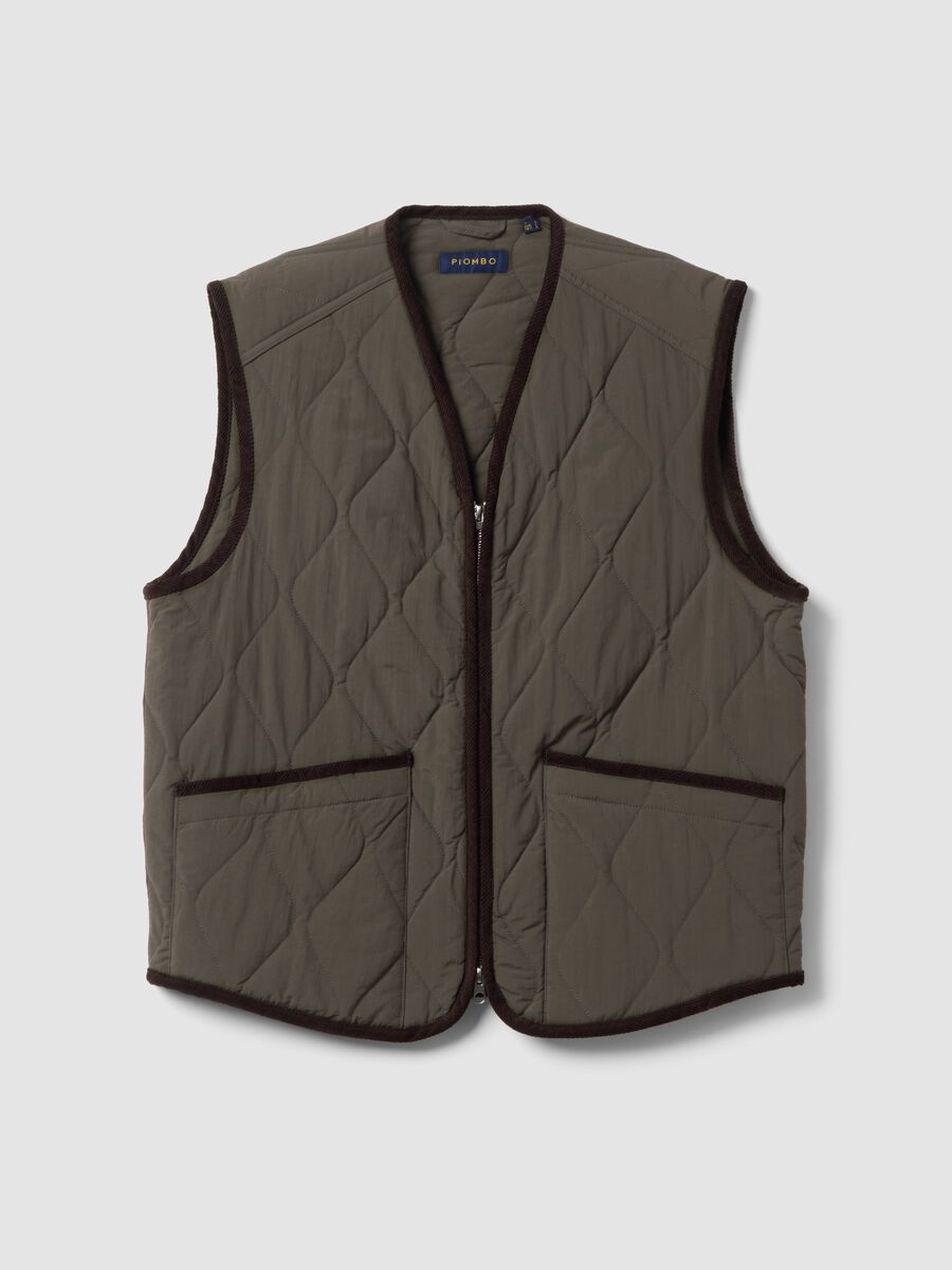 Gilet verde trapuntato con zip regular fit_4