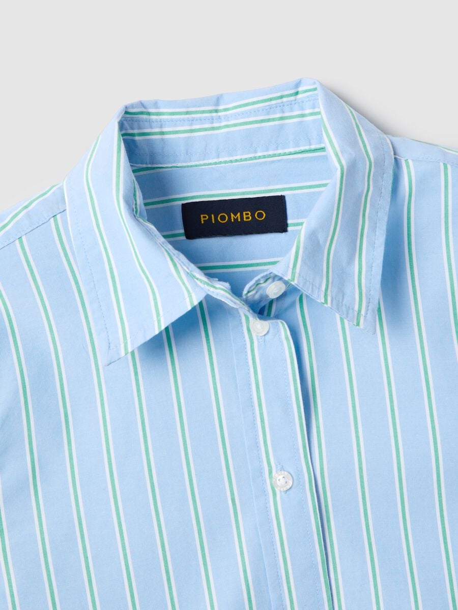 Light blue pure cotton striped shirt with regular fit_5