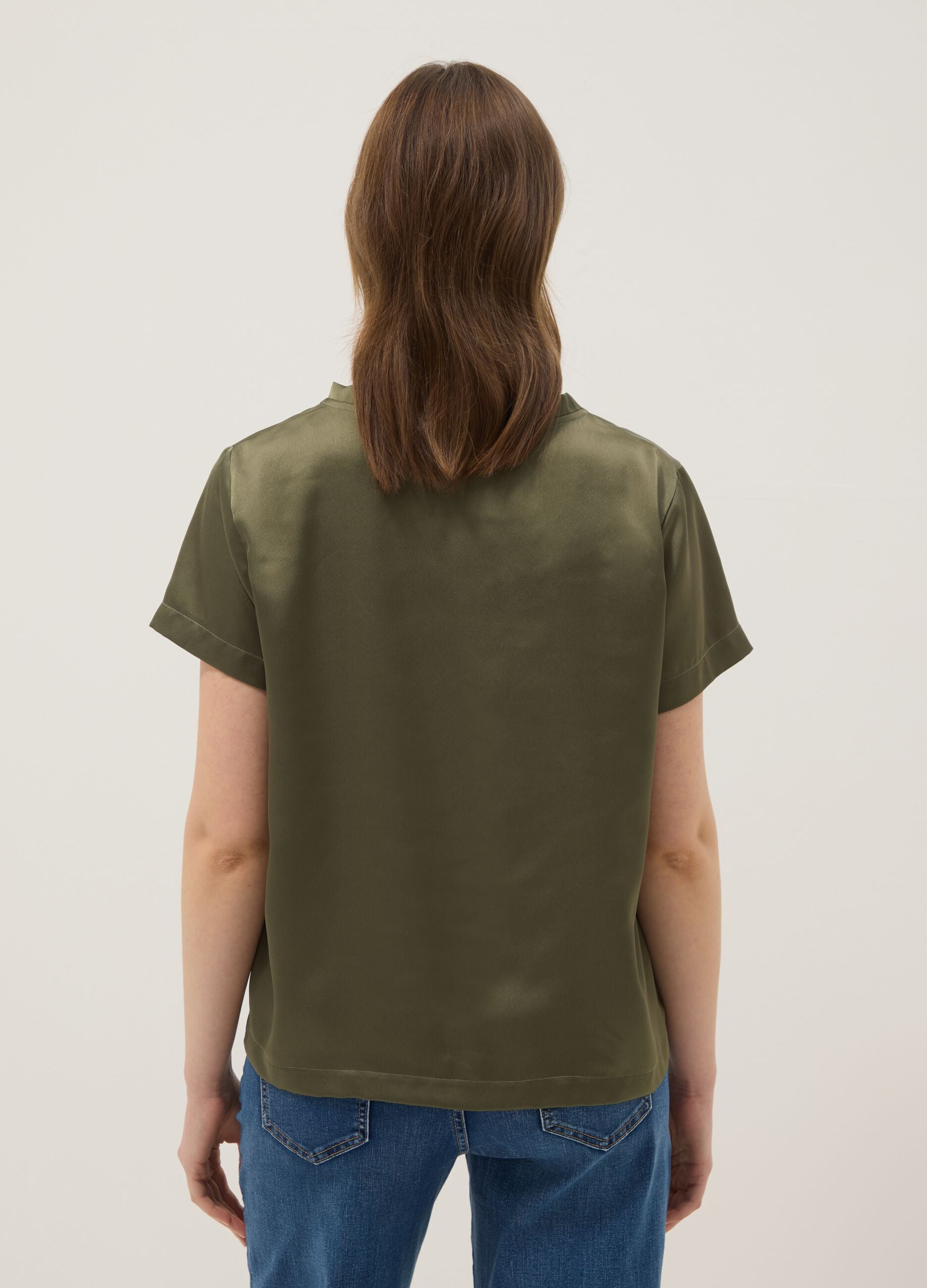 Green crew-neck regular fit T-shirt
