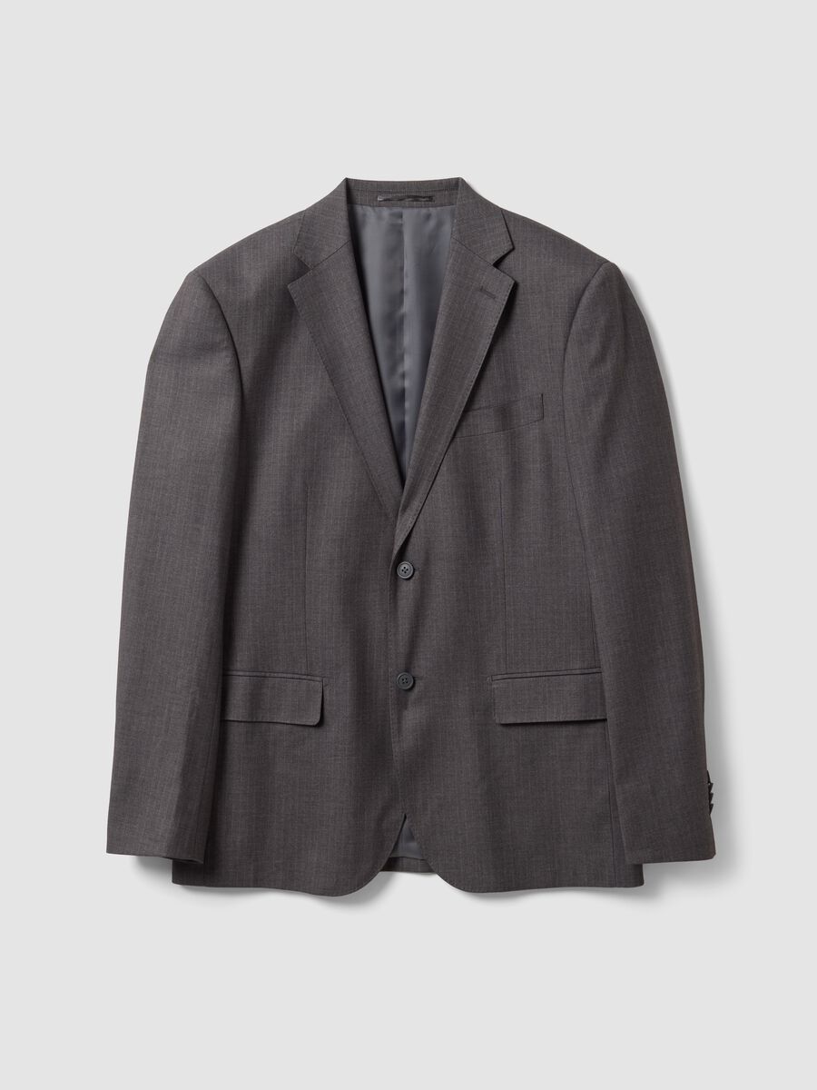 Abito completo grigio in viscosa elasticizzata con rever classico_4