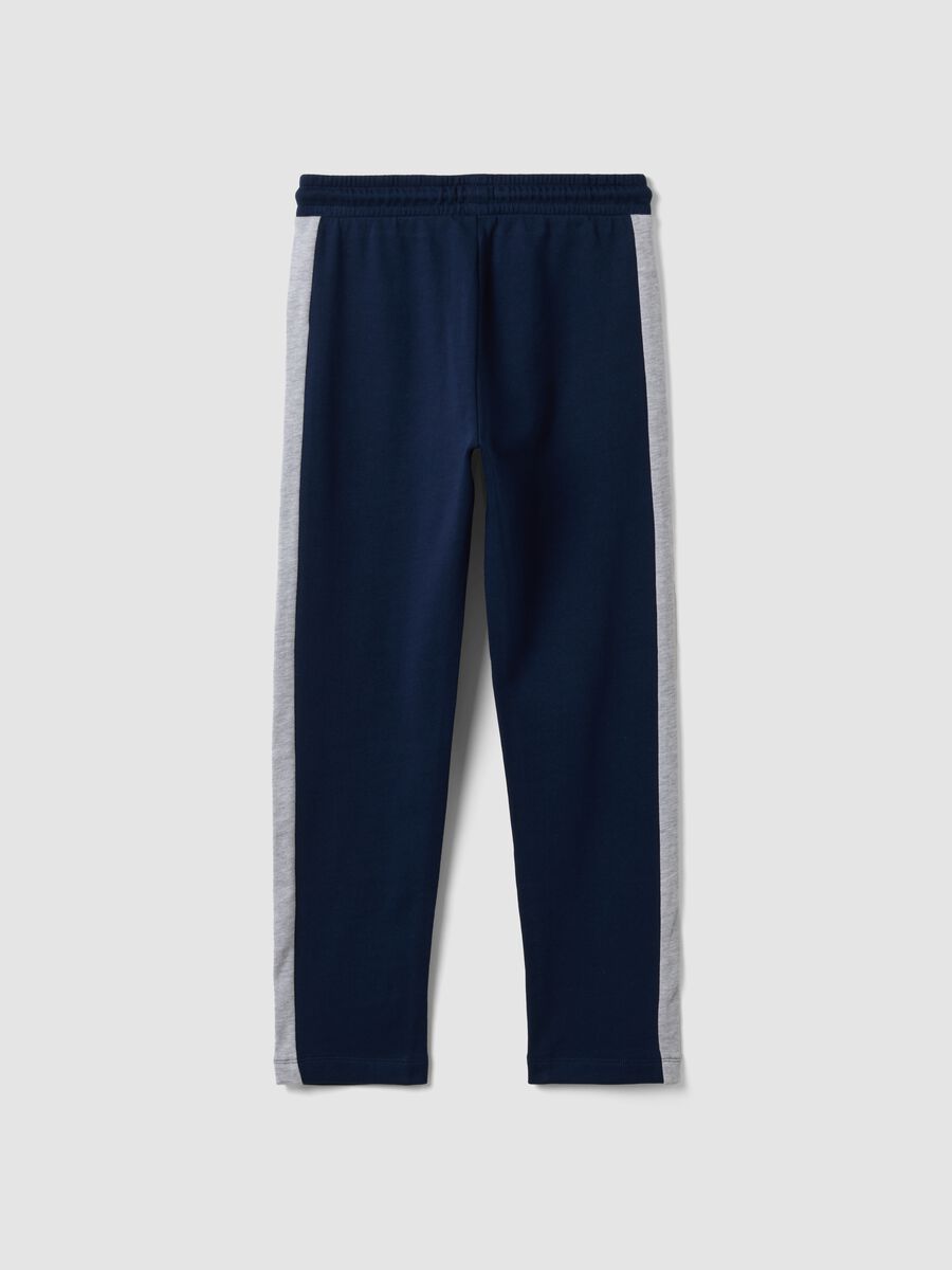 Blue pure cotton joggers with side stripes for boys_4