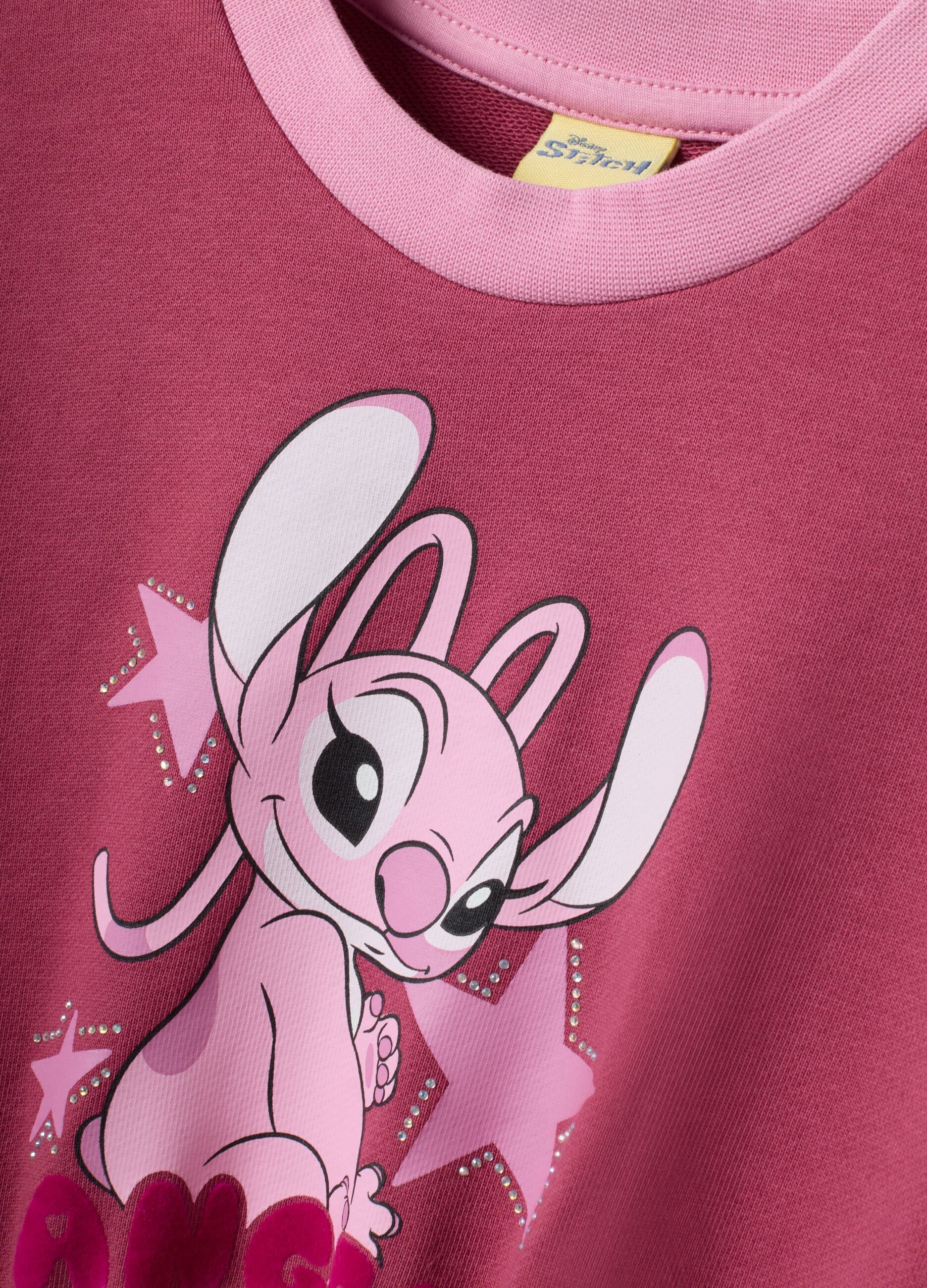 Girls&rsquo; pink cotton-blend dress with Lilo & Stitch print