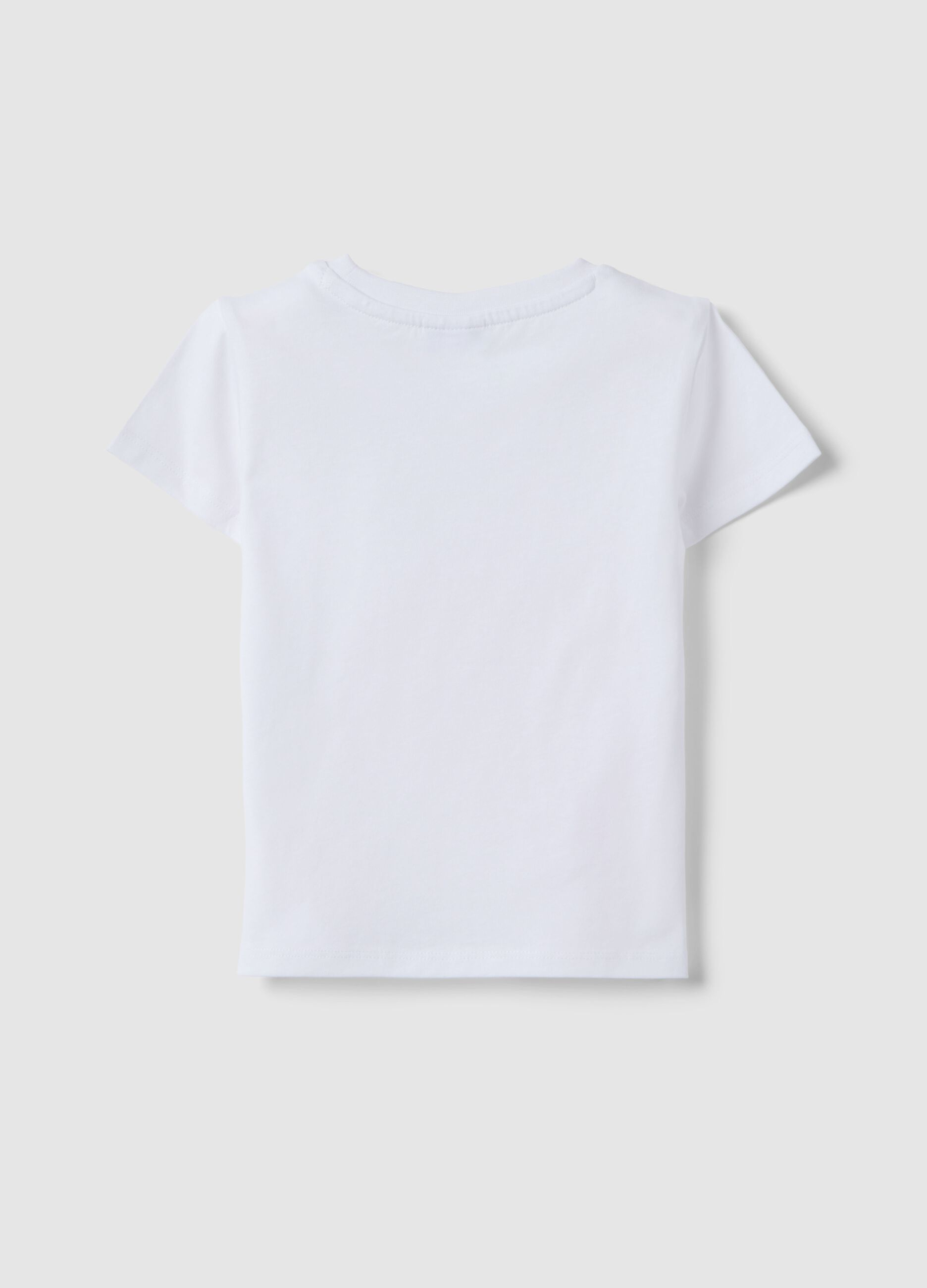 White pure cotton girl's T-shirt regular fit with print