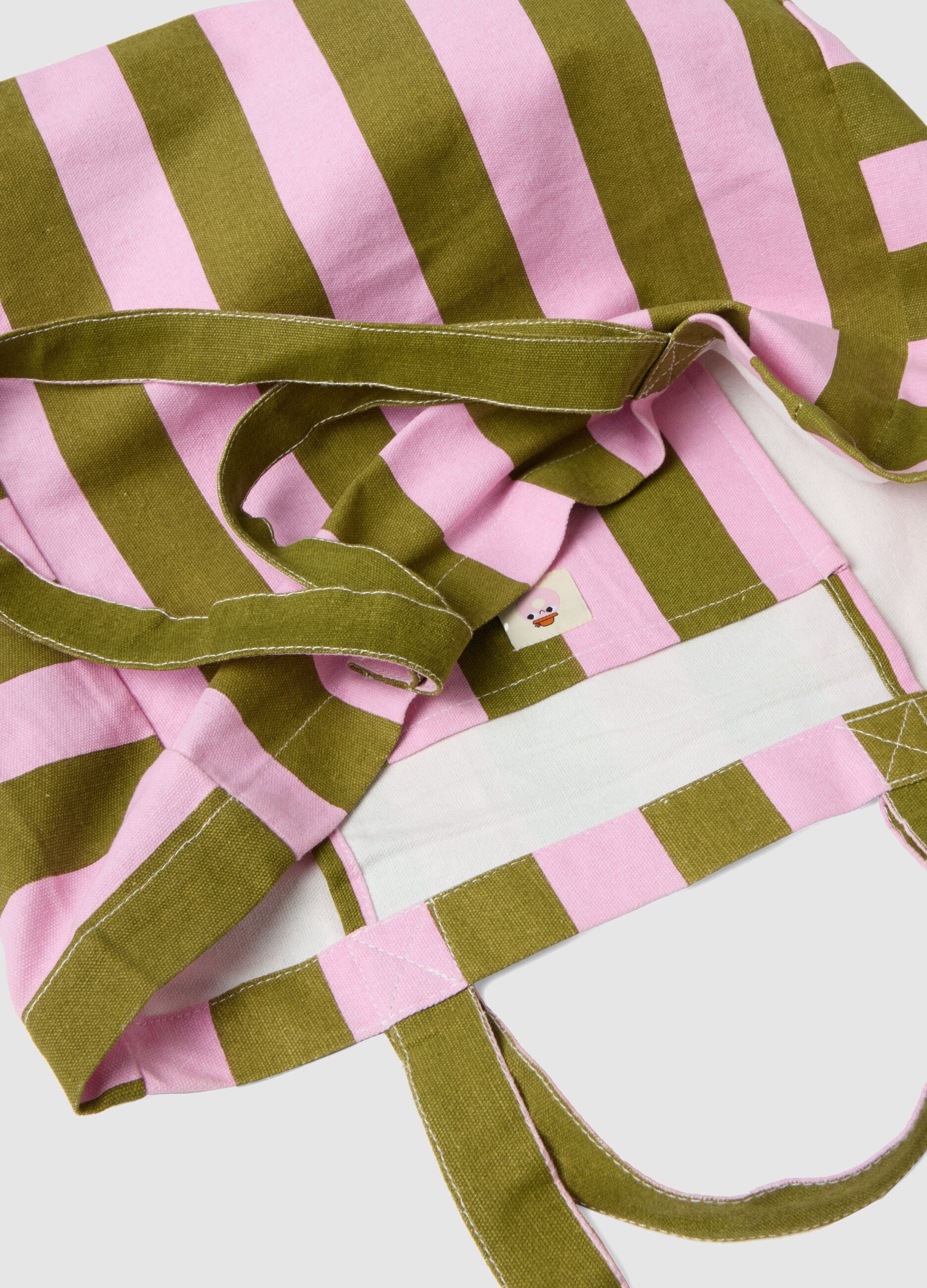 Pure cotton multicolour stripe bag with sturdy handles