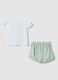 Multicolour cotton and linen blend set for newborn girl with applied flowers_1