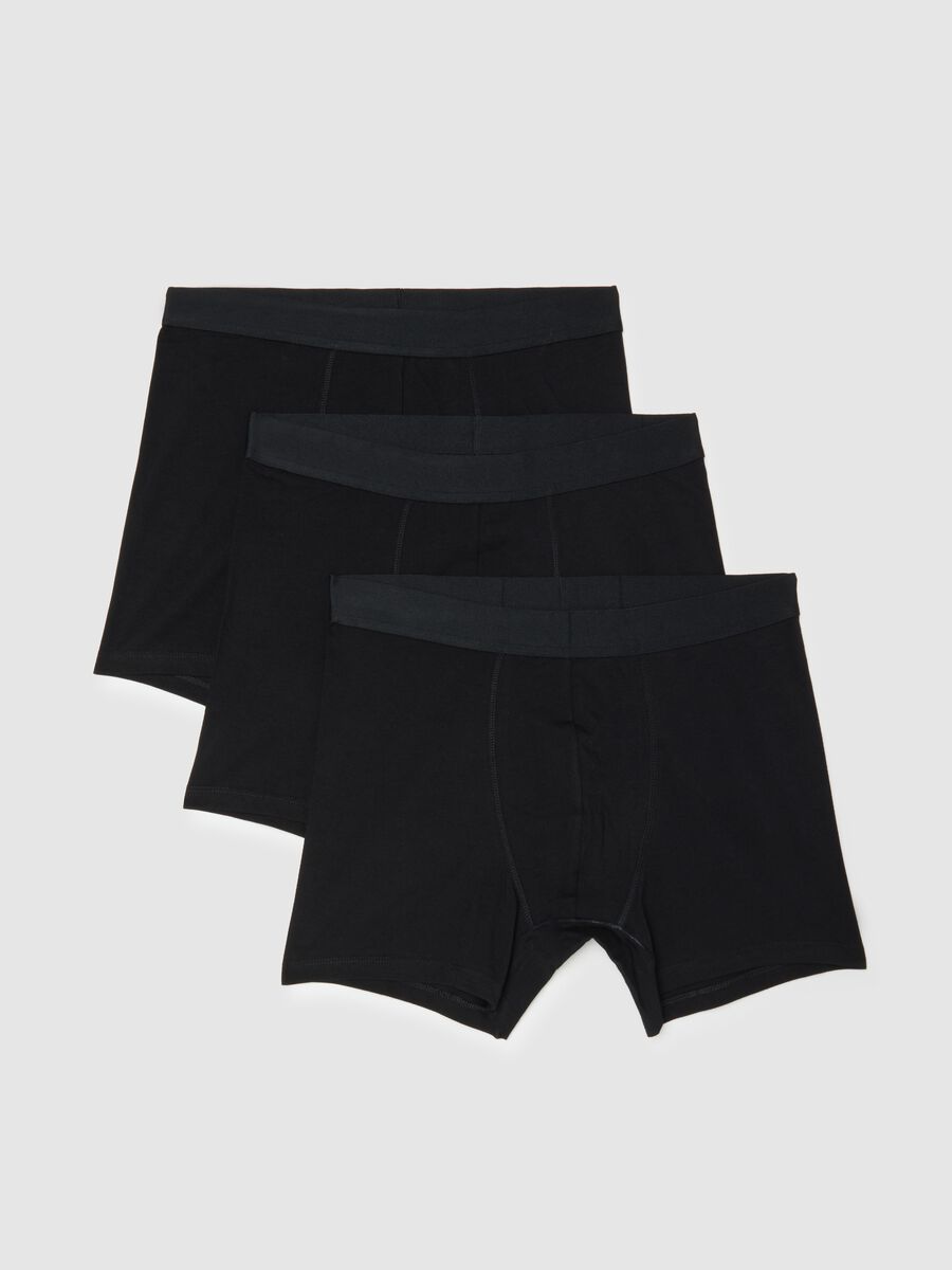 Tripack boxer midi neri in cotone organico elasticizzato regular fit_4