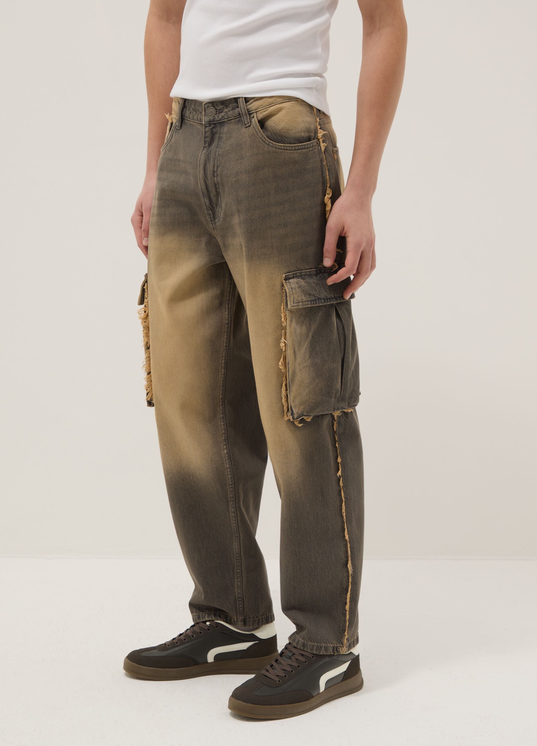 Multicolor pure cotton baggy fit jeans