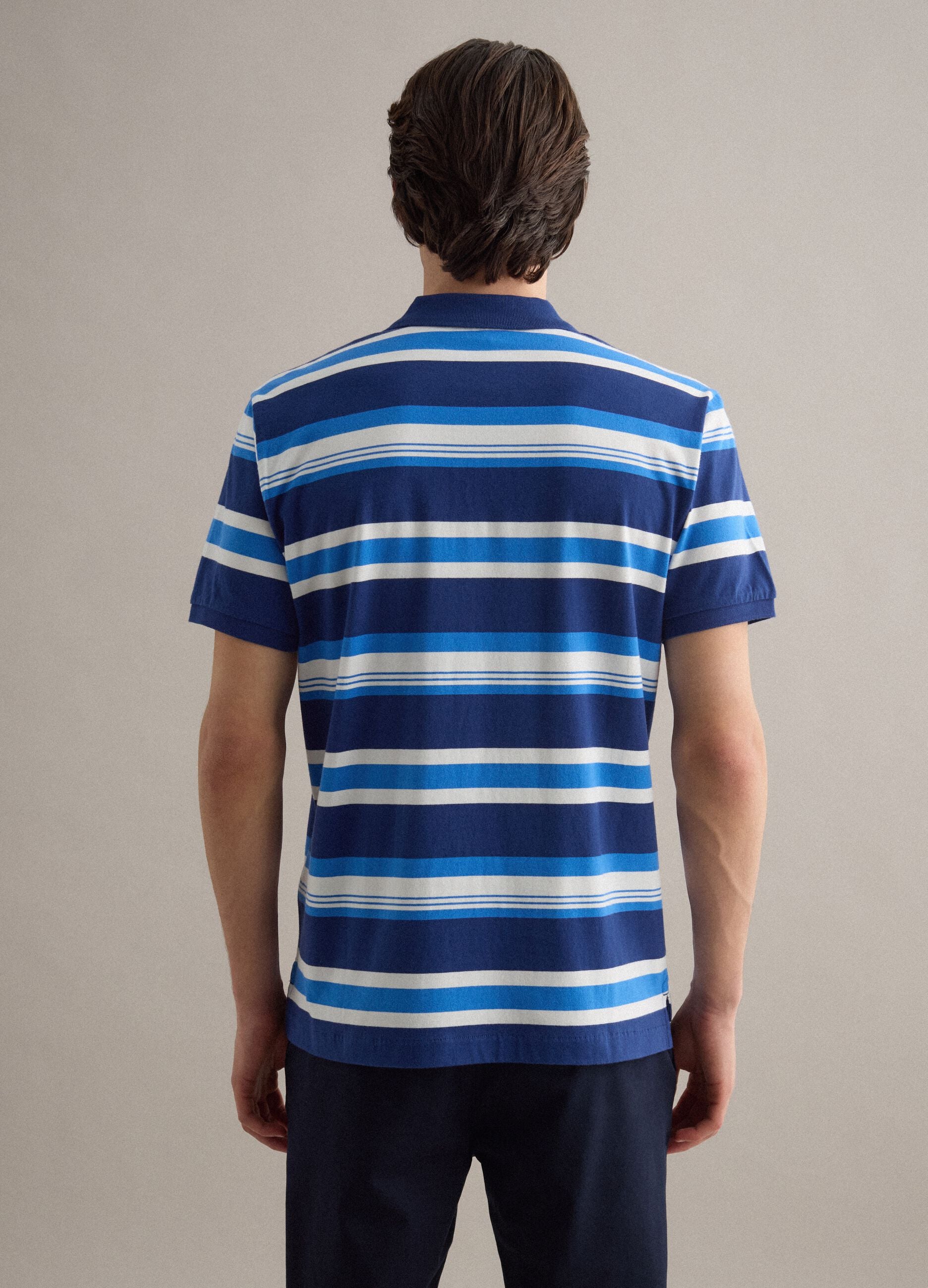 Oversized pure cotton multicolour striped polo shirt