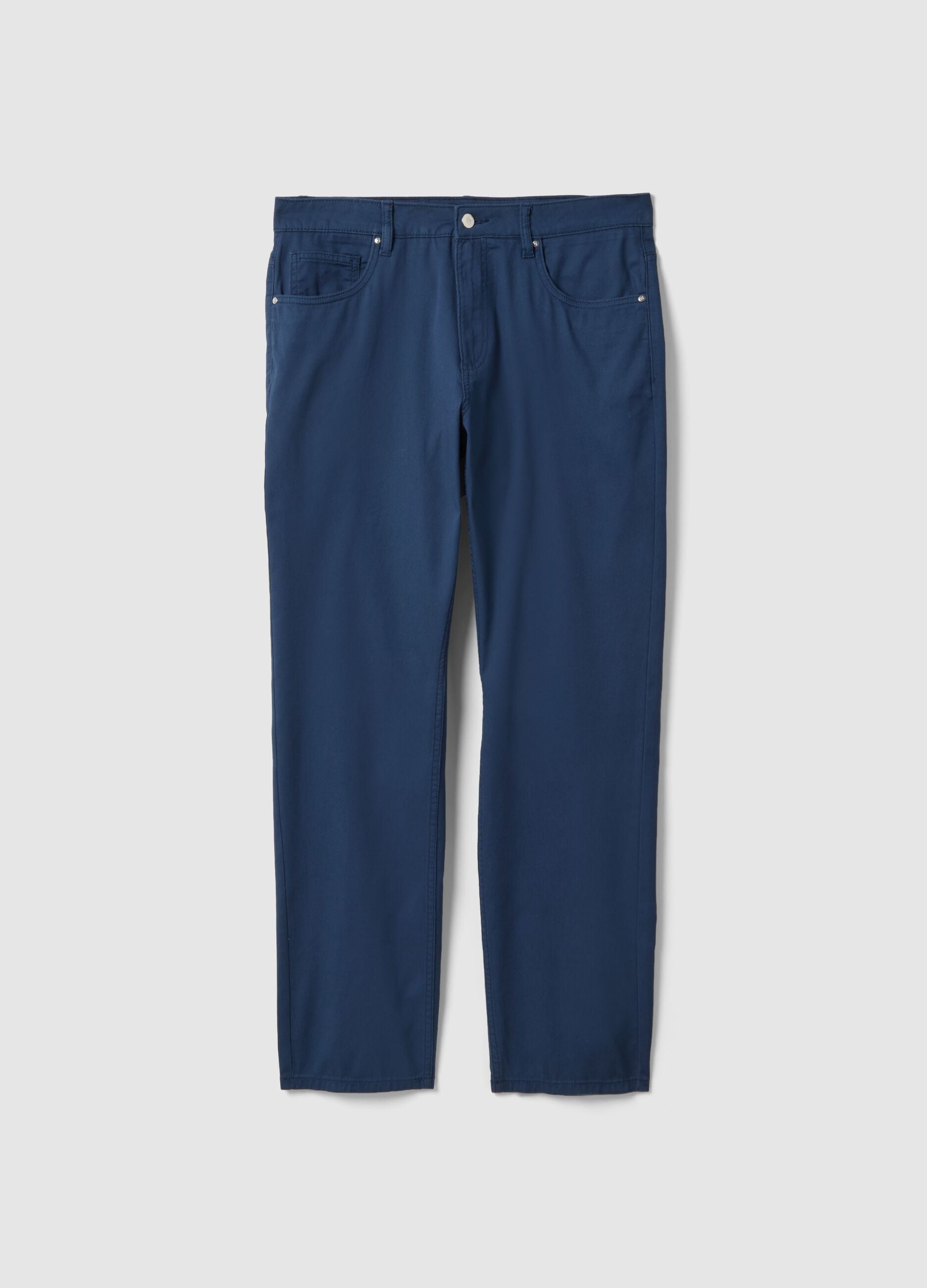 Blue stretch cotton regular fit trousers