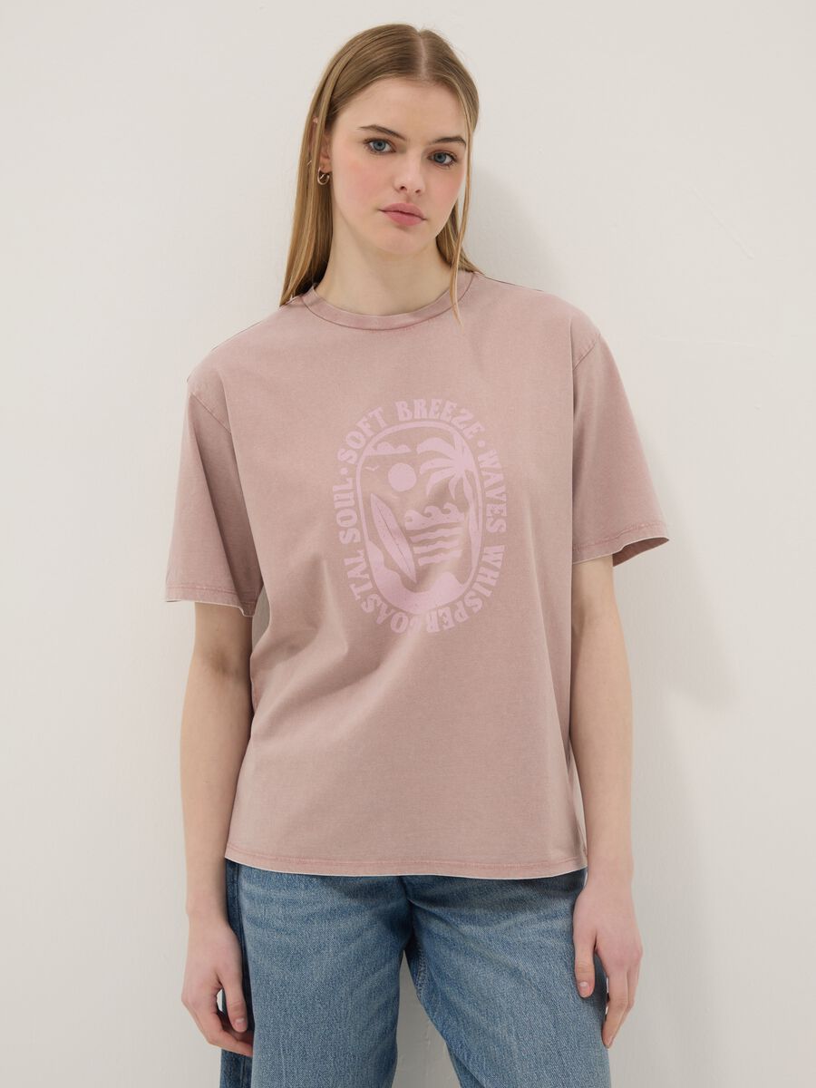 Pink pure cotton relaxed fit t-shirt with print_2