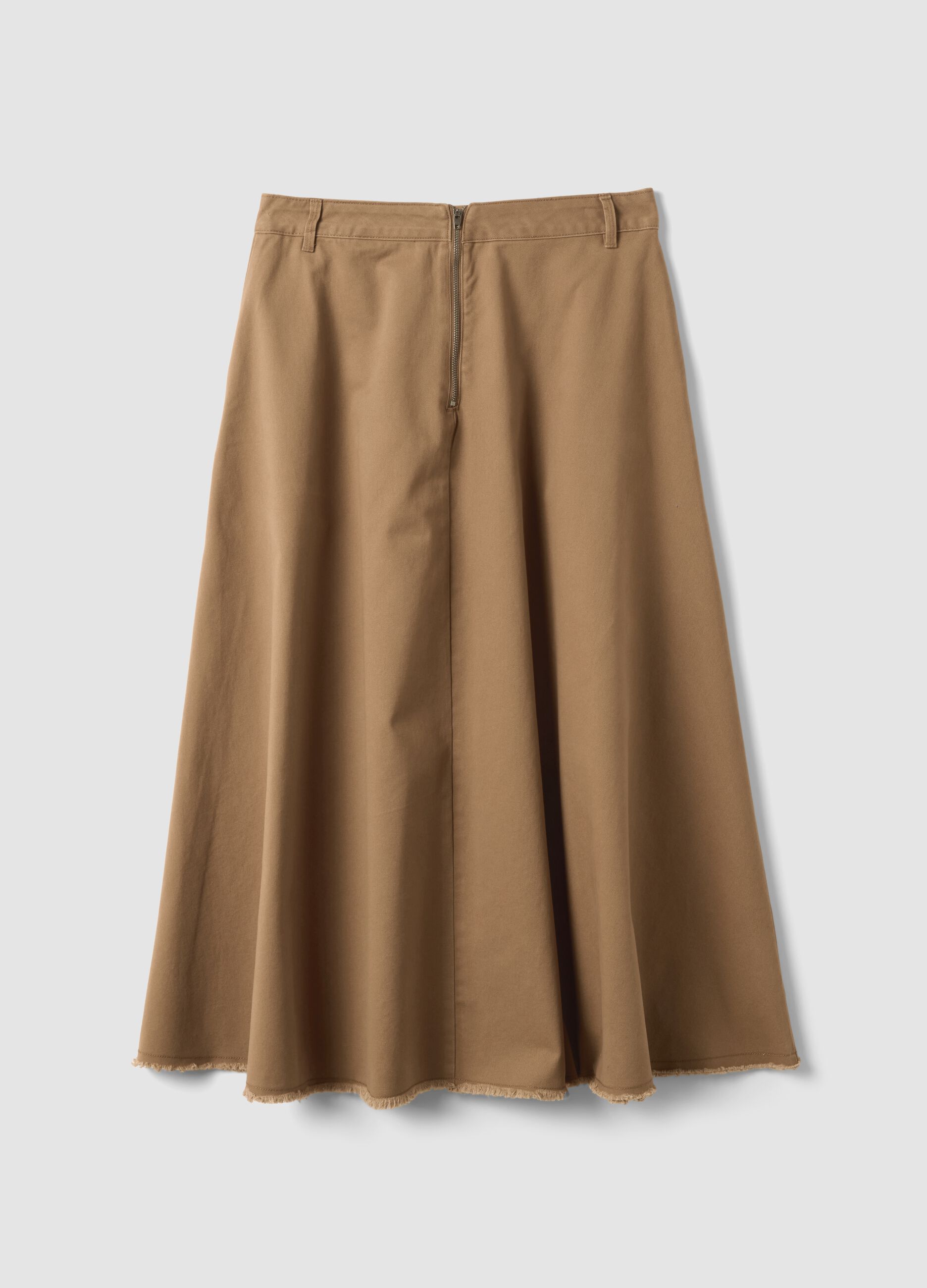Brown midi skirt in pure cotton