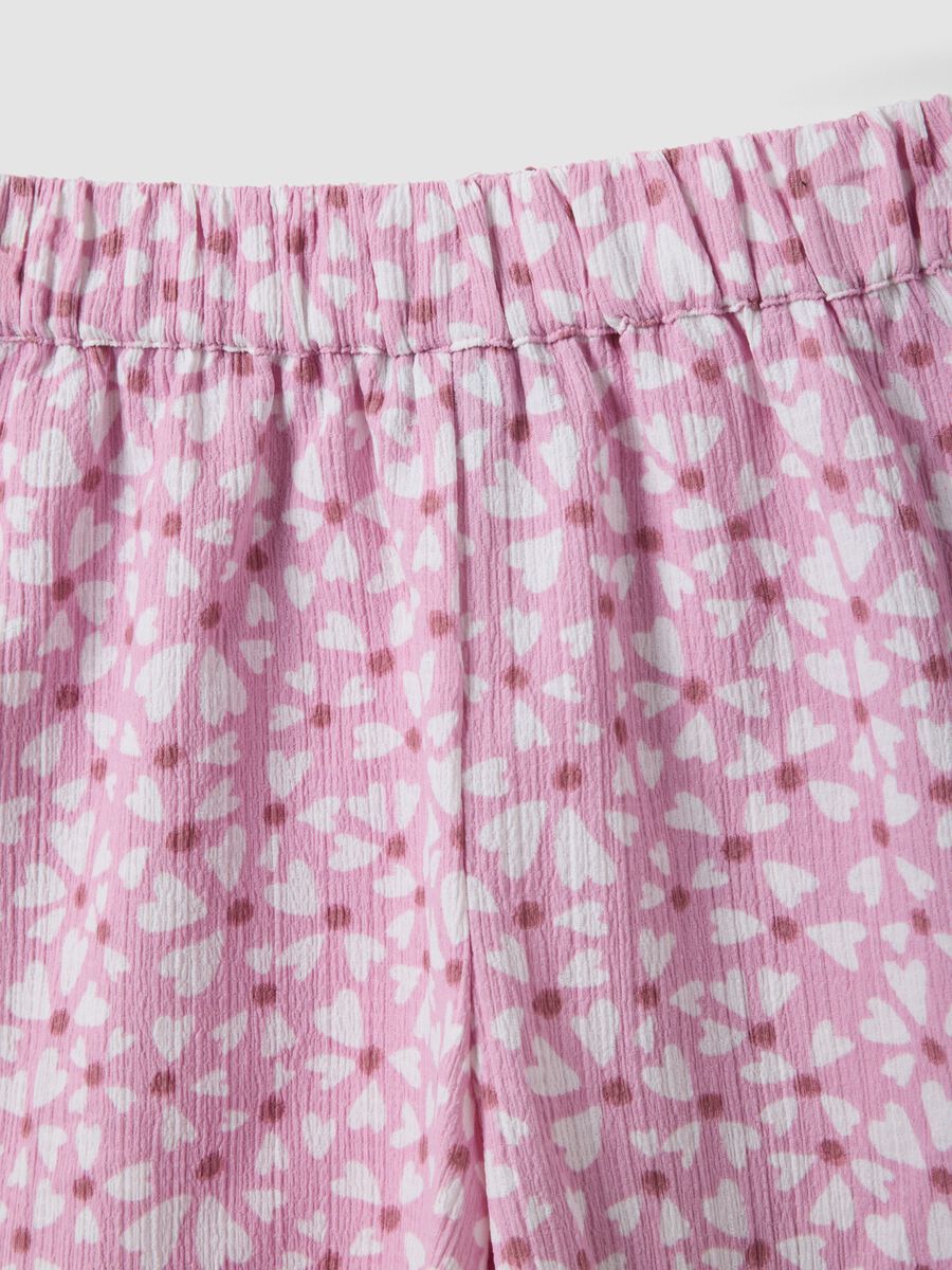 Pink stretch-fabric top and shorts set for girls_2