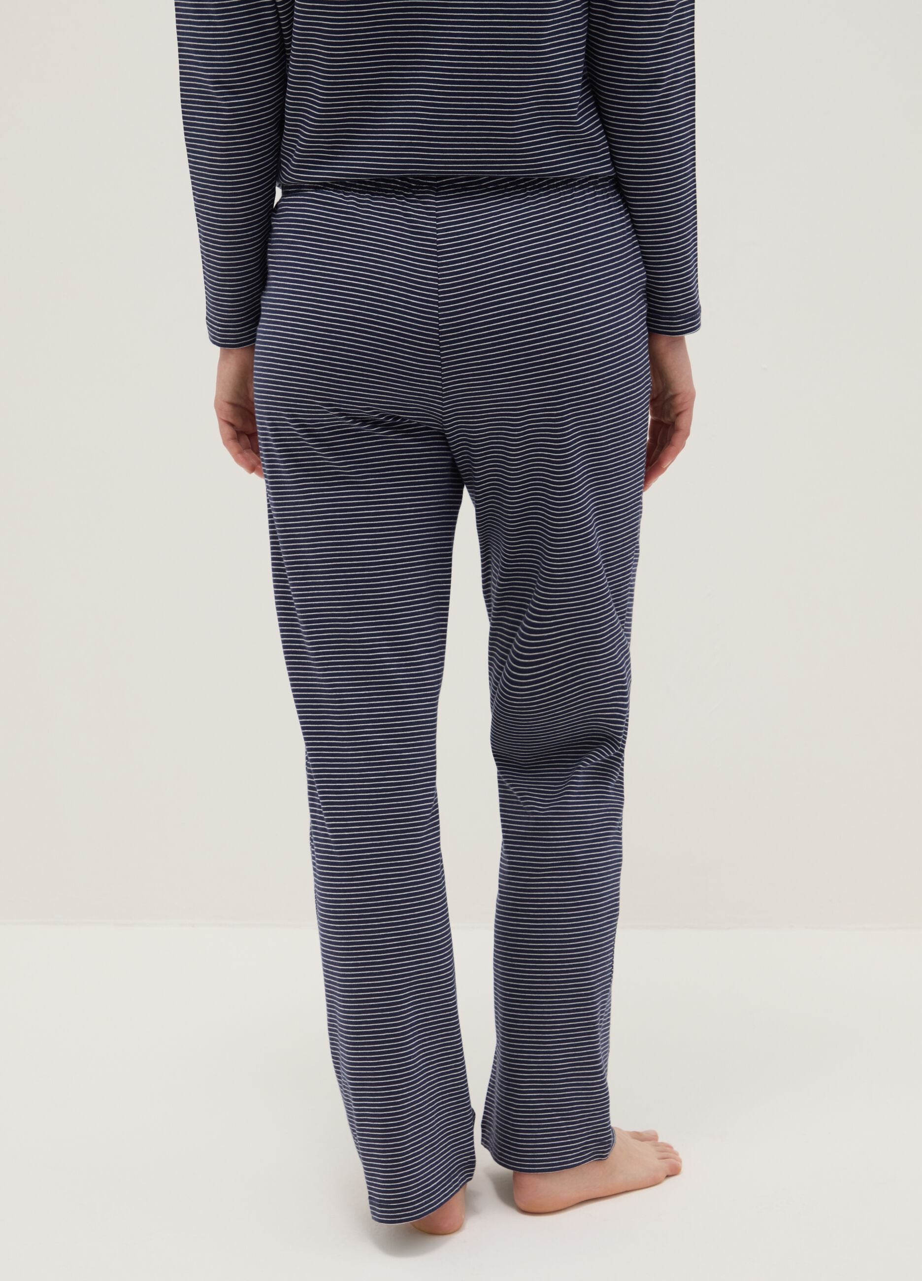 Multicolour striped pure cotton regular fit pyjama trousers